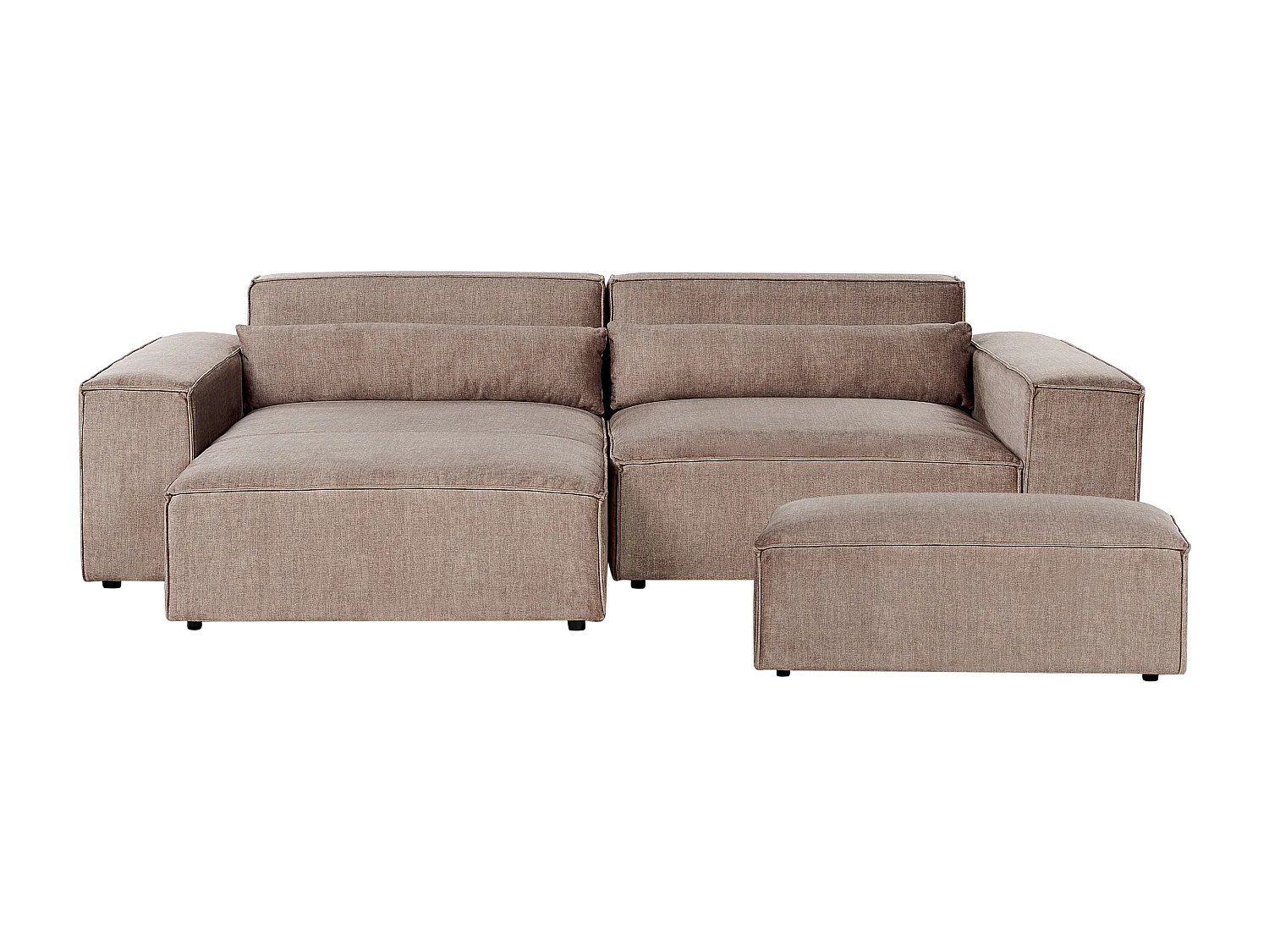 Canapé d'Angle à gauche 2 Places Modulable avec Ottoman Moderne en Tissu Rembourré Marron Hellnar