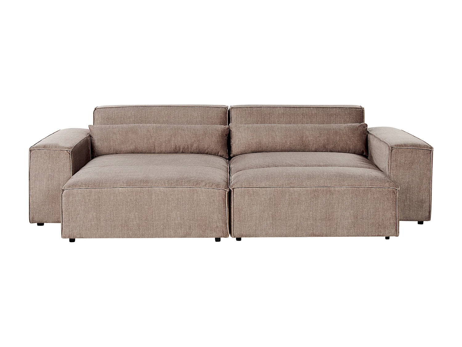 Canapé d'Angle à gauche 2 Places Modulable avec Ottoman Moderne en Tissu Rembourré Marron Hellnar