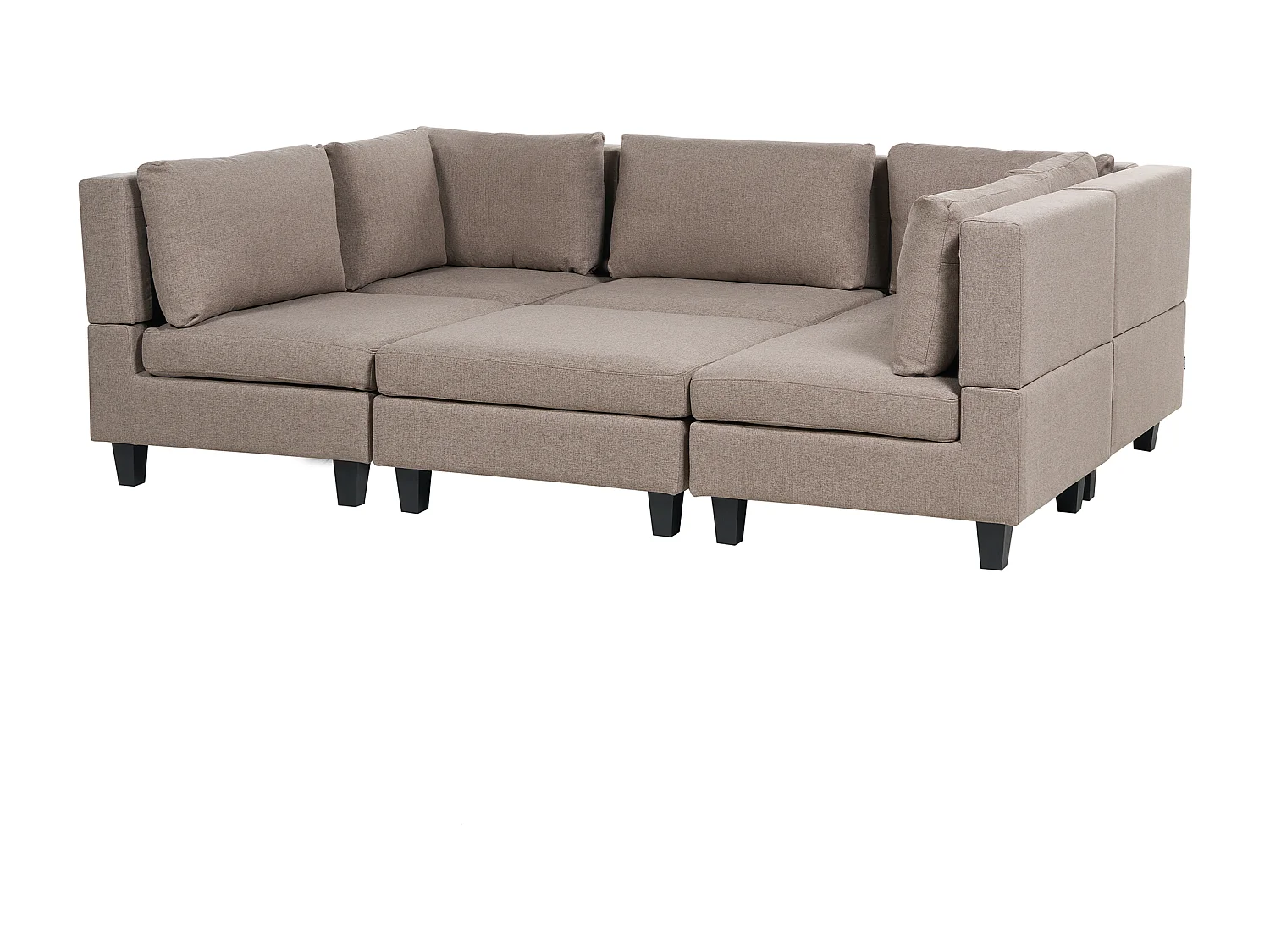 U-förmiges Modulsofa UNSTAD Stoff Braun mit Ottomane 5-Sitzer