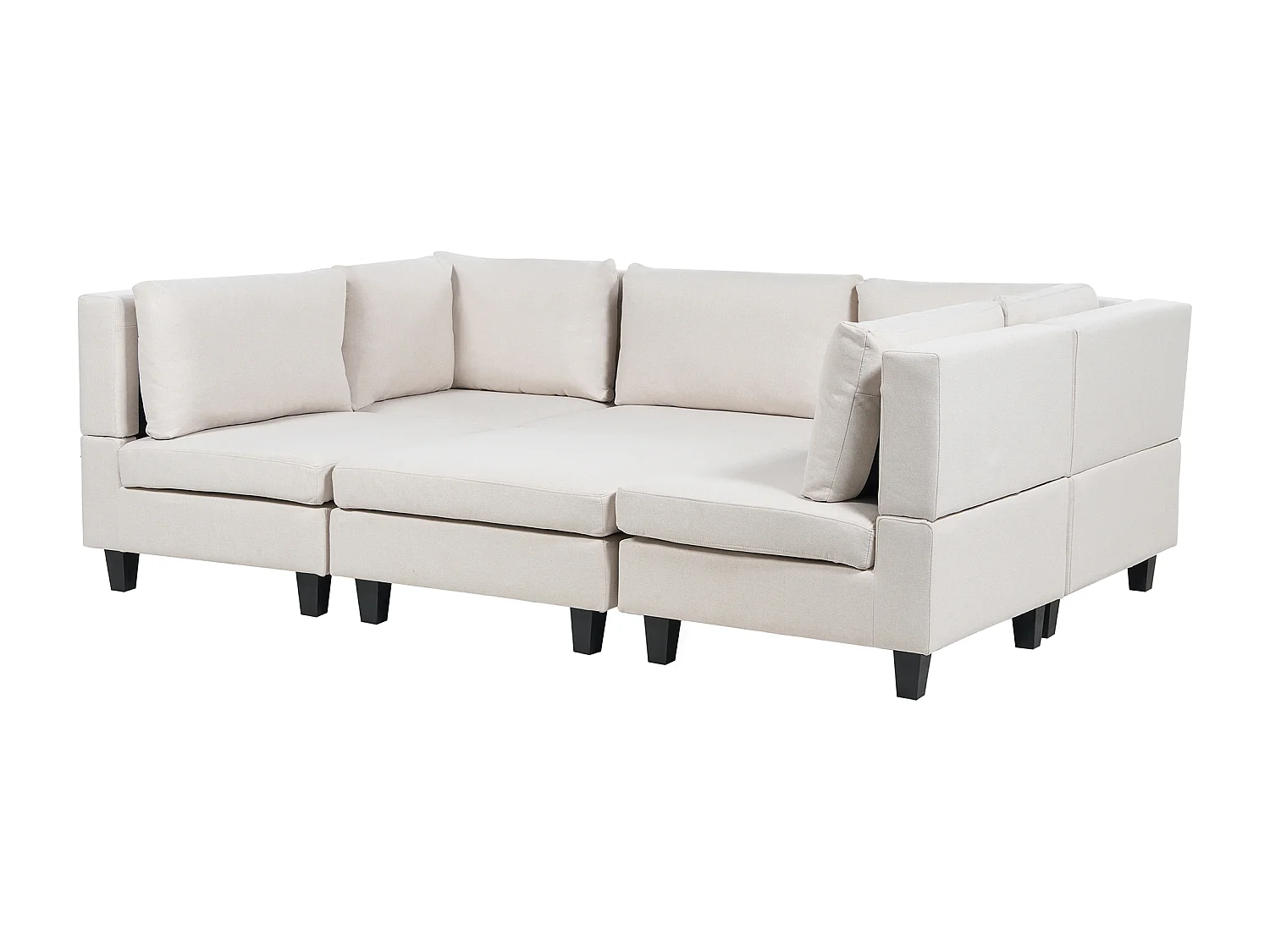UNSTAD Tessuto Beige chiaro con ottomana 5 posti