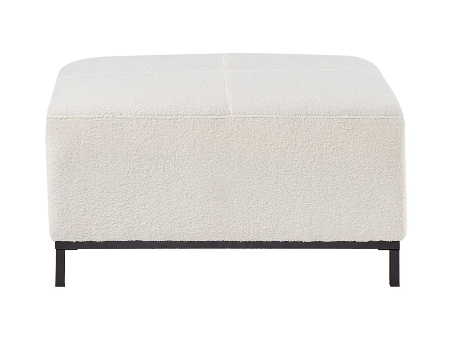 Canapé d'Angle à droite Salon Moderne en Forme de L avec Pouf Tapissé en Tissu Bouclé Blanc Oslo
