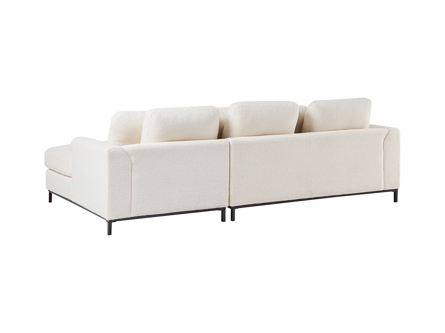 Canapé d'Angle à droite Salon Moderne en Forme de L avec Pouf Tapissé en Tissu Bouclé Blanc Oslo