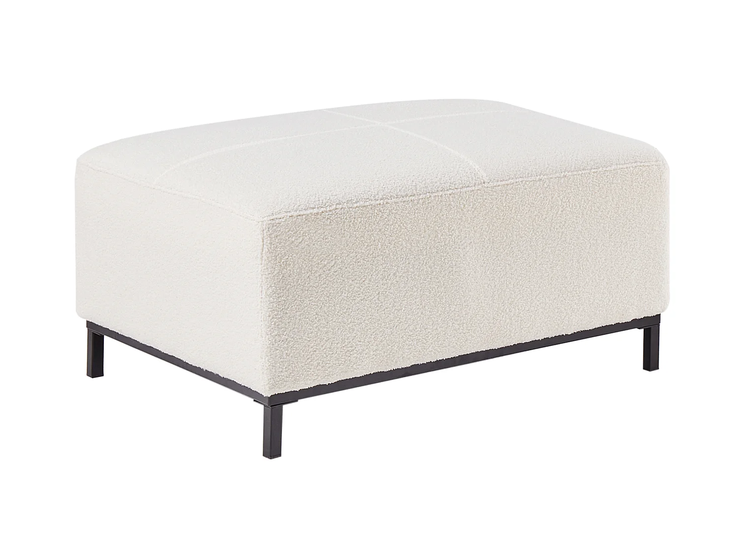 Canapé d'Angle à droite Salon Moderne en Forme de L avec Pouf Tapissé en Tissu Bouclé Blanc Oslo