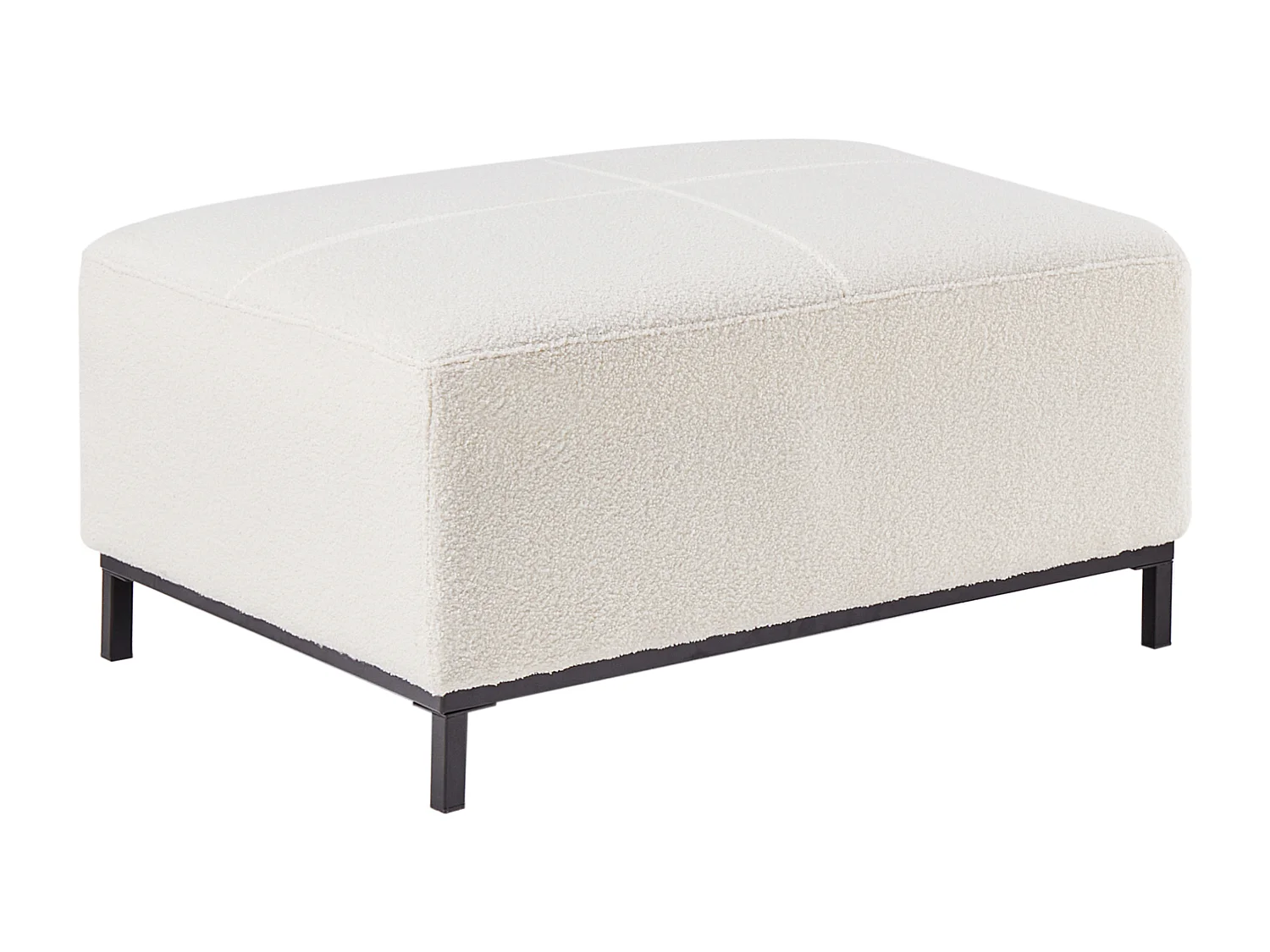 Canapé d'angle OSLO Bouclé Blanc avec ottoman 5 places Côté gauche