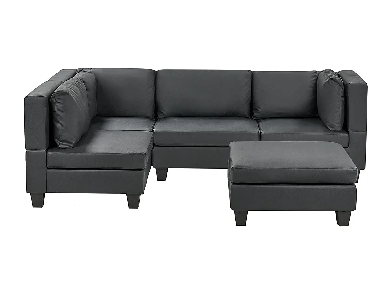 Sofá esquinero modular UNSTAD Piel sintética Negro 4 plazas Derecha