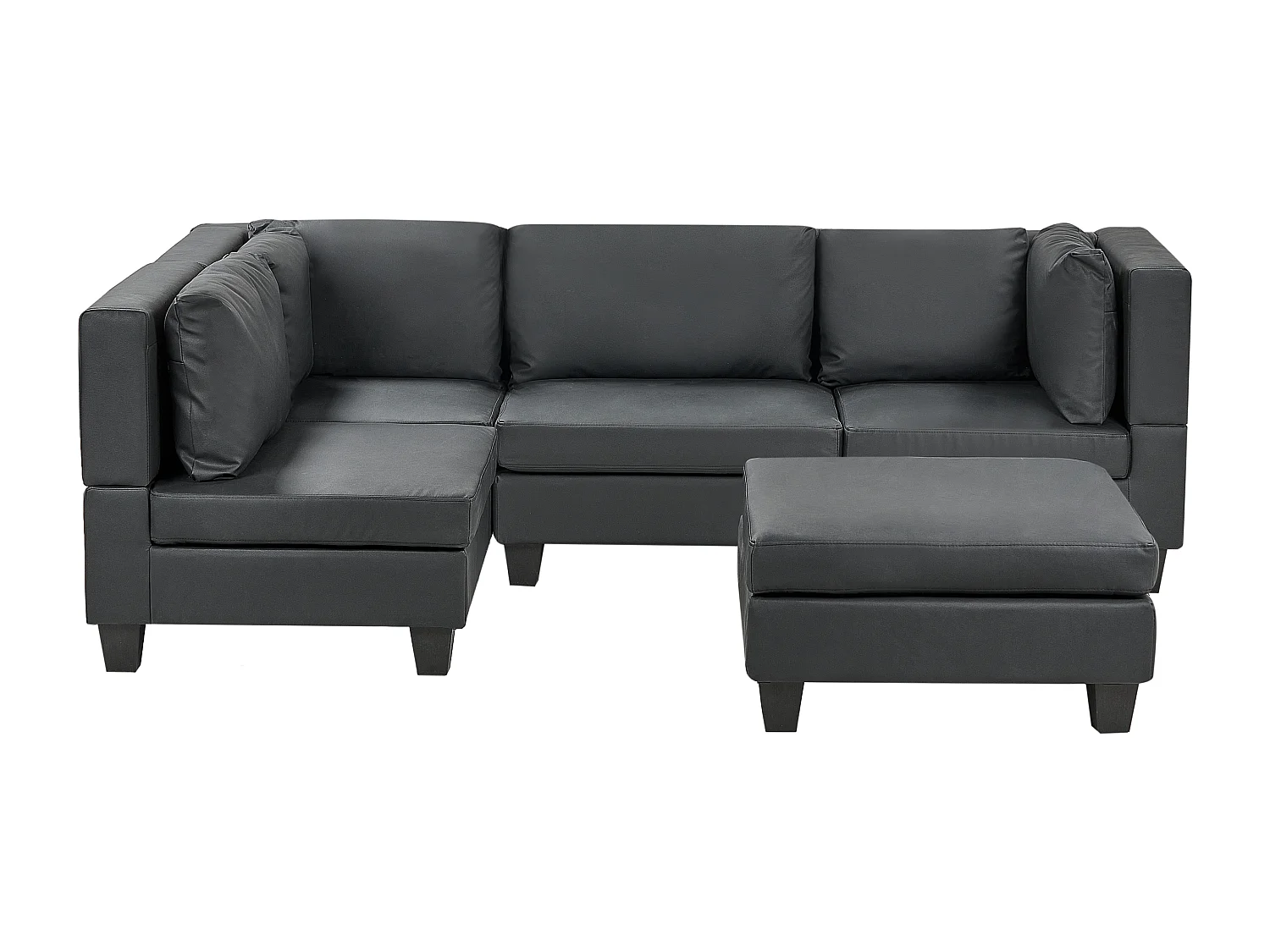 Canapé d'angle modulable 4 places UNSTAD Cuir PU Noir Côté droit