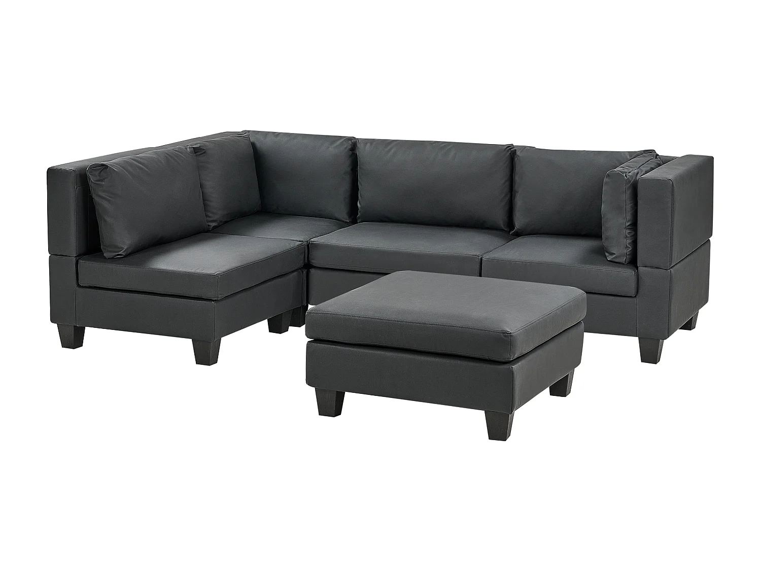 Canapé d'angle modulable 4 places UNSTAD Cuir PU Noir Côté droit