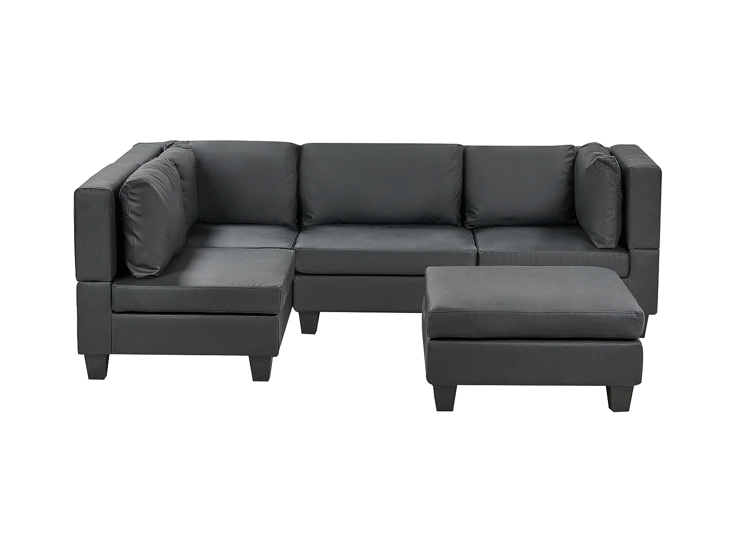 Modul Ecksofa UNSTAD Kunstleder Schwarz 4-Sitzer rechtsseitig