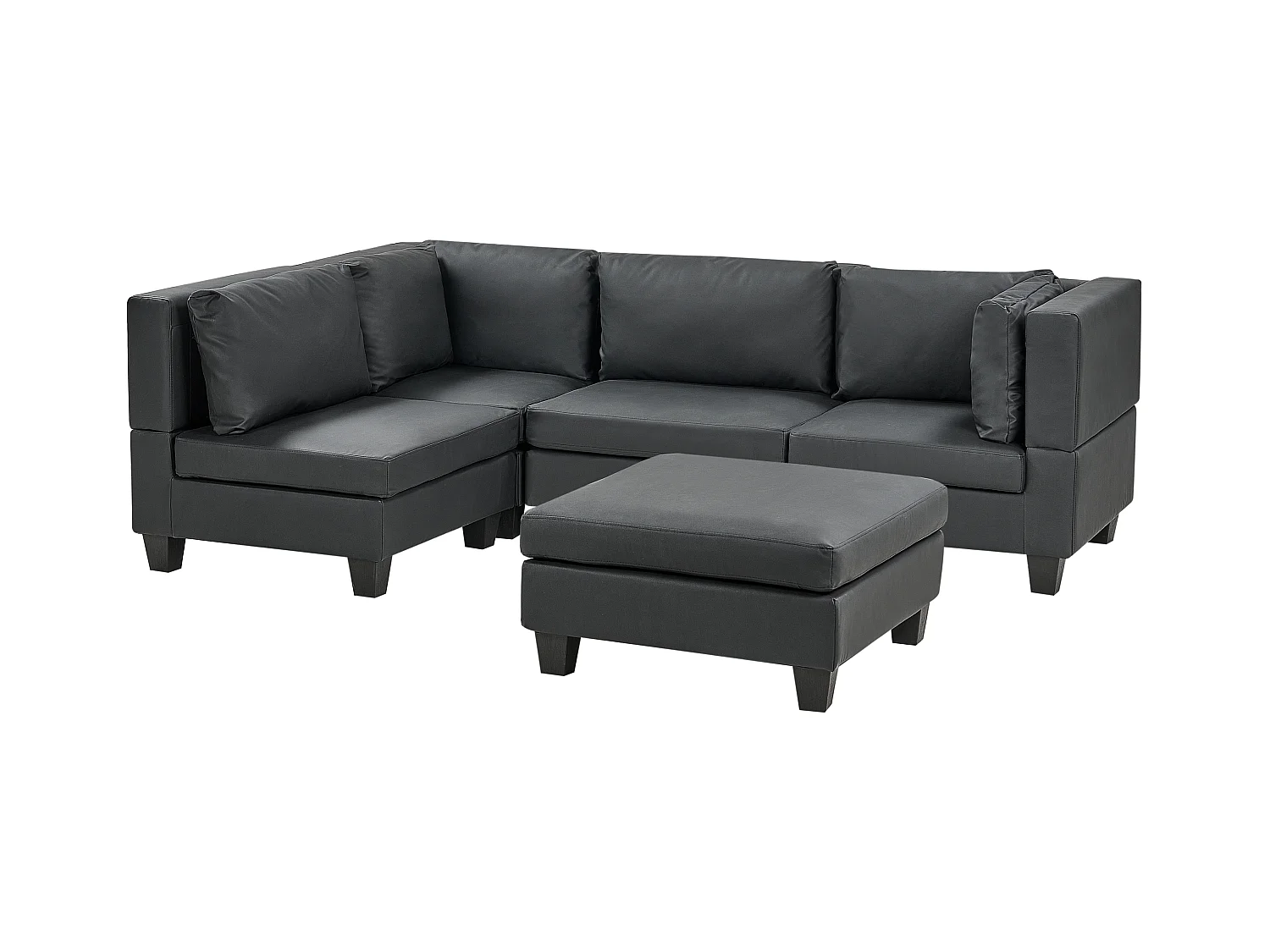 Canapé d'angle modulable 4 places UNSTAD Cuir PU Noir Côté droit