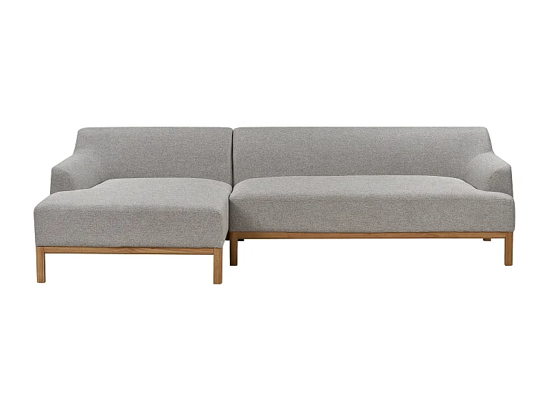 Canapé d'Angle à gauche Pieds en Bois Meuble Coin de Salon en Tissu Polyester Gris Sosjo