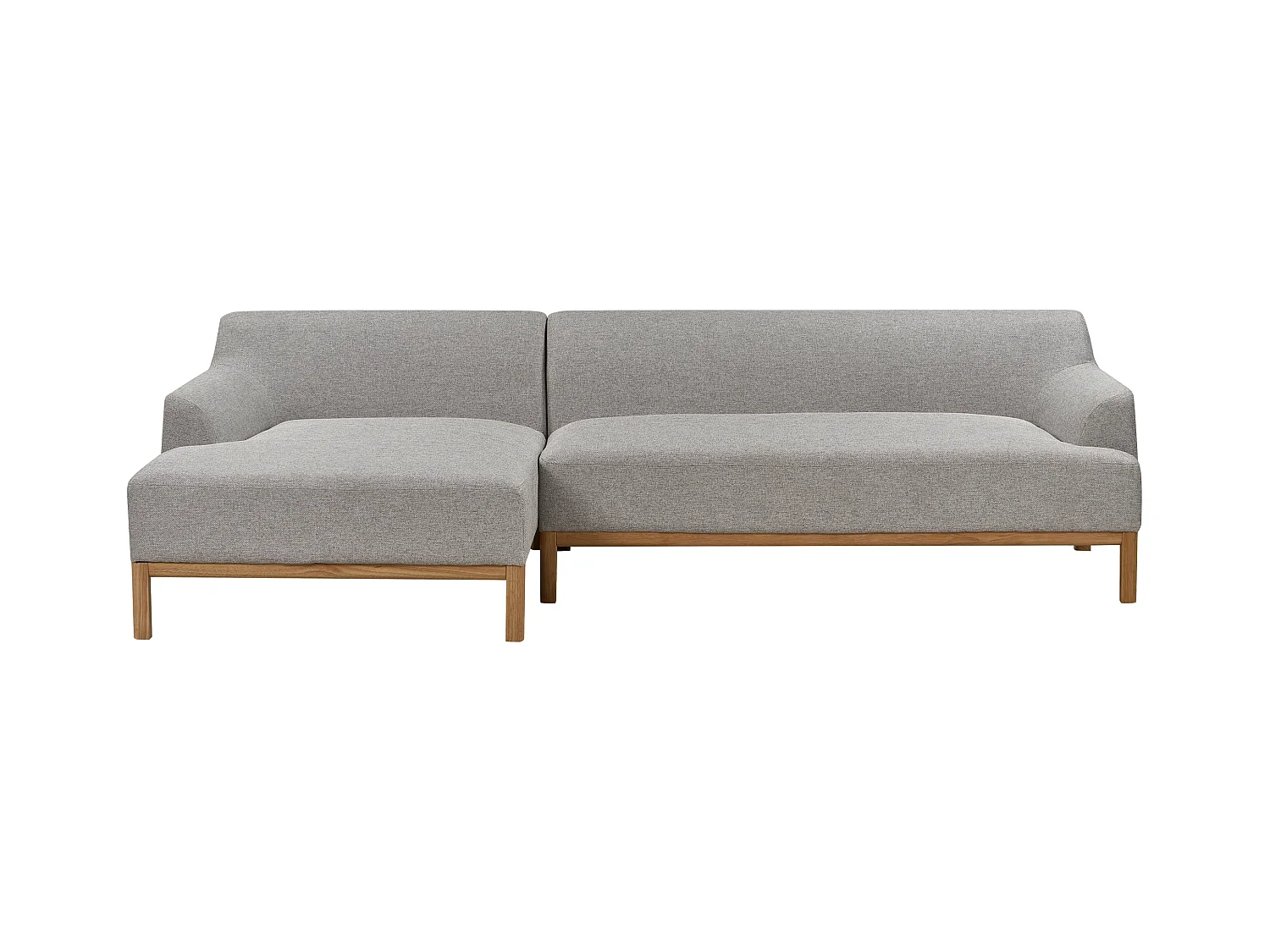 Canapé d'Angle à gauche Pieds en Bois Meuble Coin de Salon en Tissu Polyester Gris Sosjo