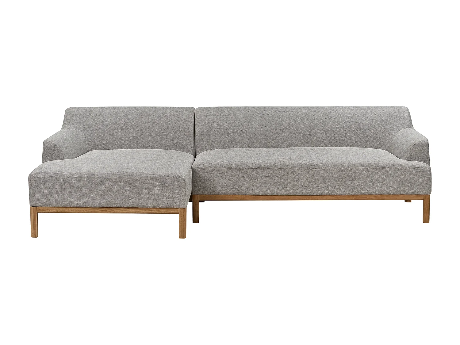 Canapé d\'Angle à gauche Pieds en Bois Meuble Coin de Salon en Tissu Polyester Gris Sosjo