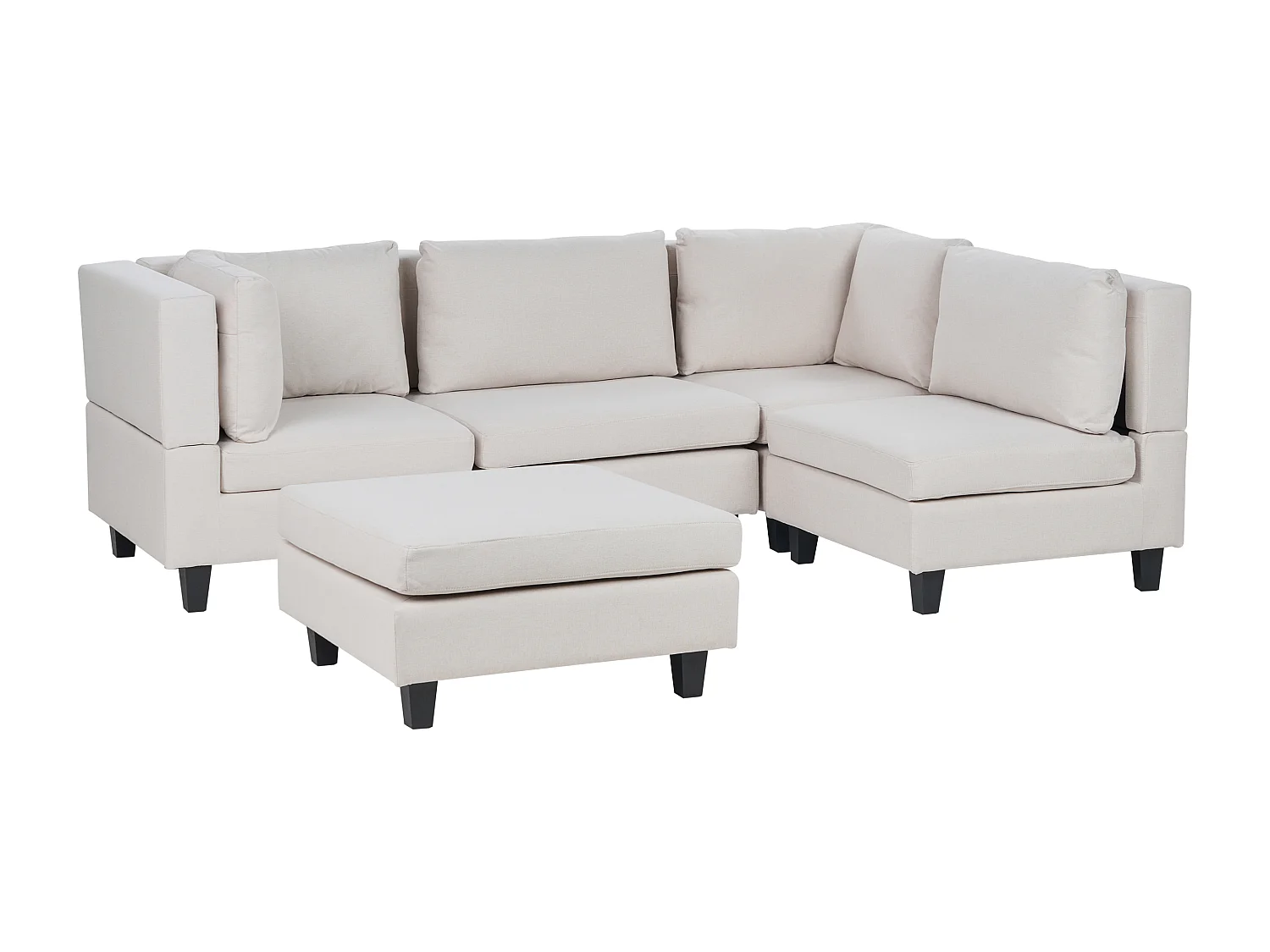 Canapé d'angle modulable 4 places UNSTAD Tissu Beige clair avec ottoman Côté droite