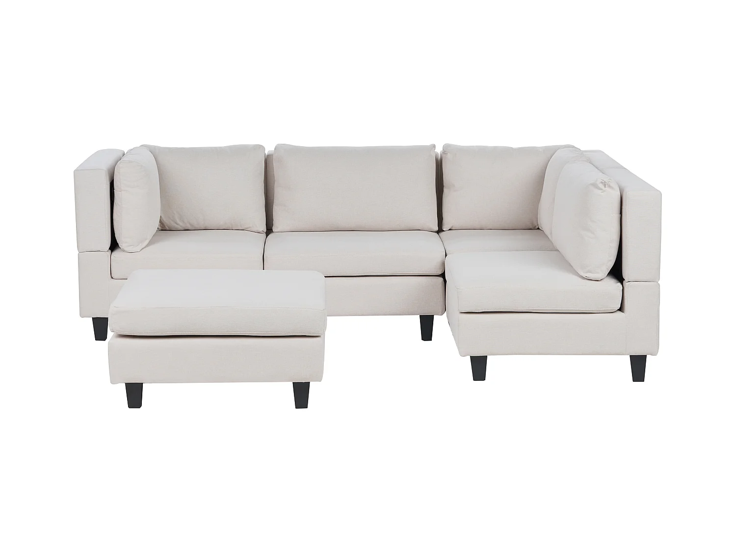Modul Ecksofa UNSTAD Stoff Hellbeige mit Ottomane 4-Sitzer linksseitig