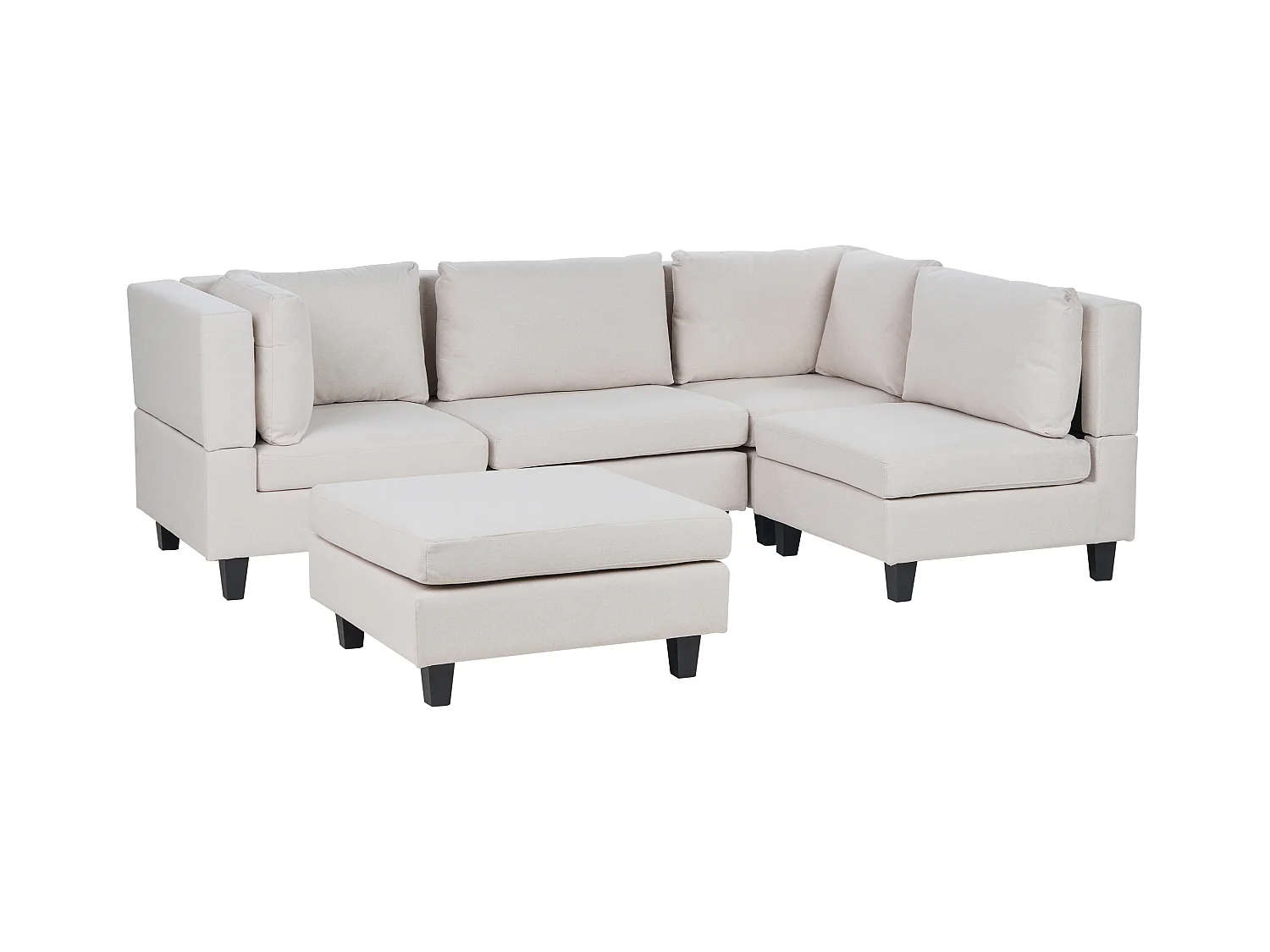Modul Ecksofa UNSTAD Stoff Hellbeige mit Ottomane 4-Sitzer linksseitig