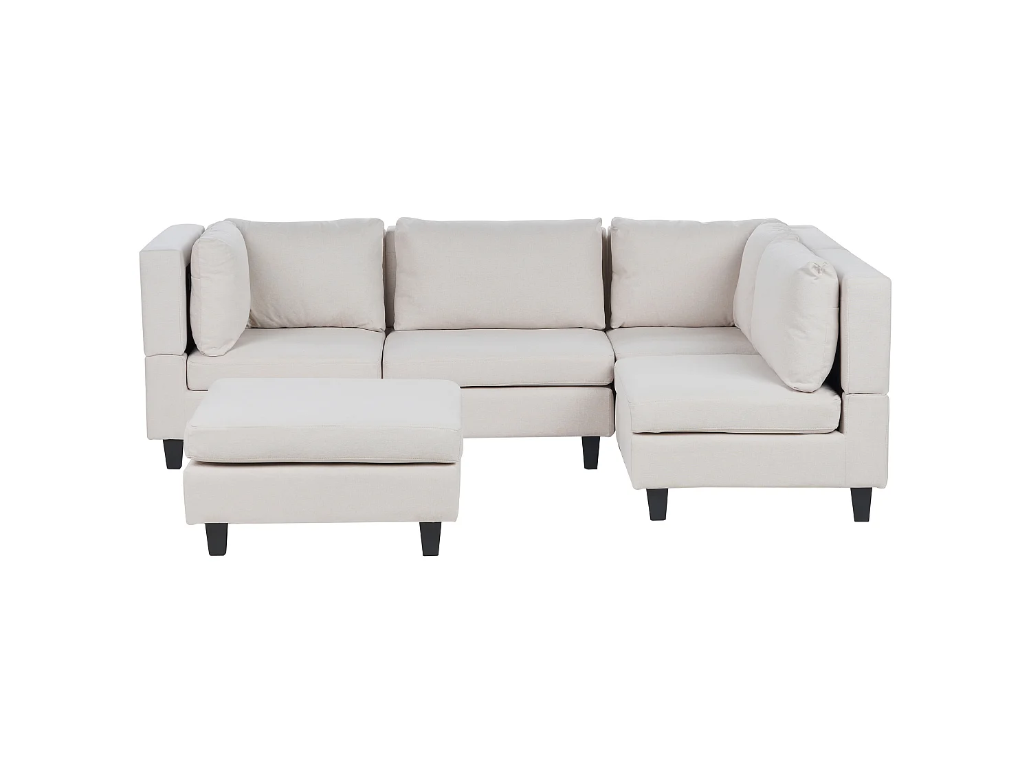 Canapé d'angle modulable UNSTAD Tissu Beige clair avec ottoman 4 places Côté gauche