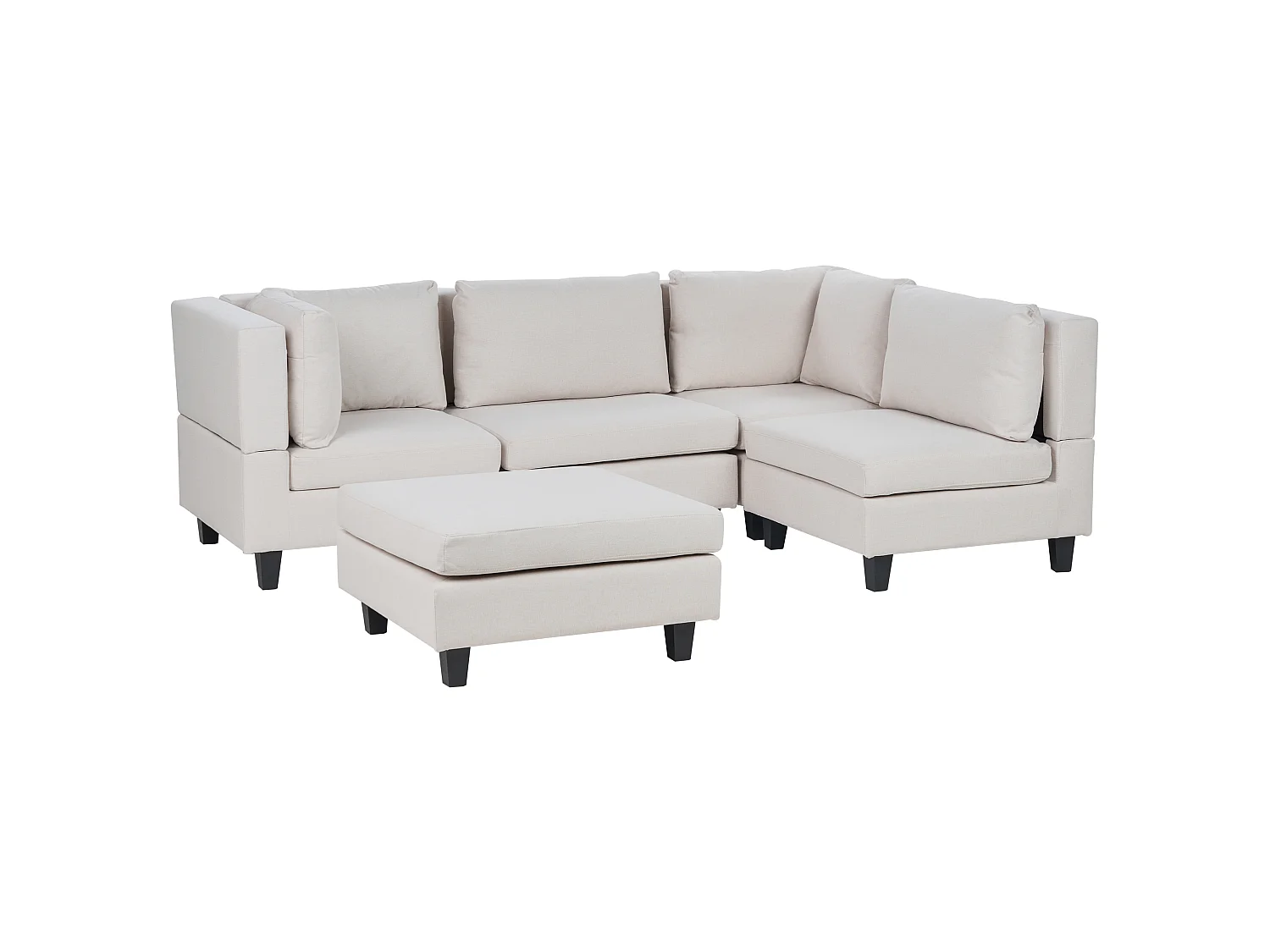 Canapé d'angle modulable UNSTAD Tissu Beige clair avec ottoman 4 places Côté gauche