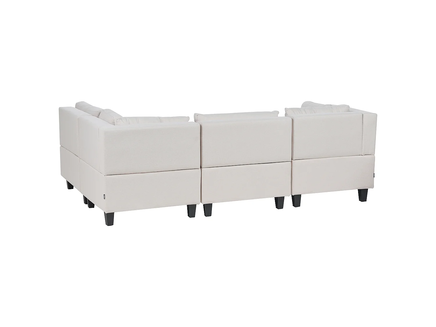 Canapé d'angle modulable UNSTAD Tissu Beige clair avec ottoman 4 places Côté gauche
