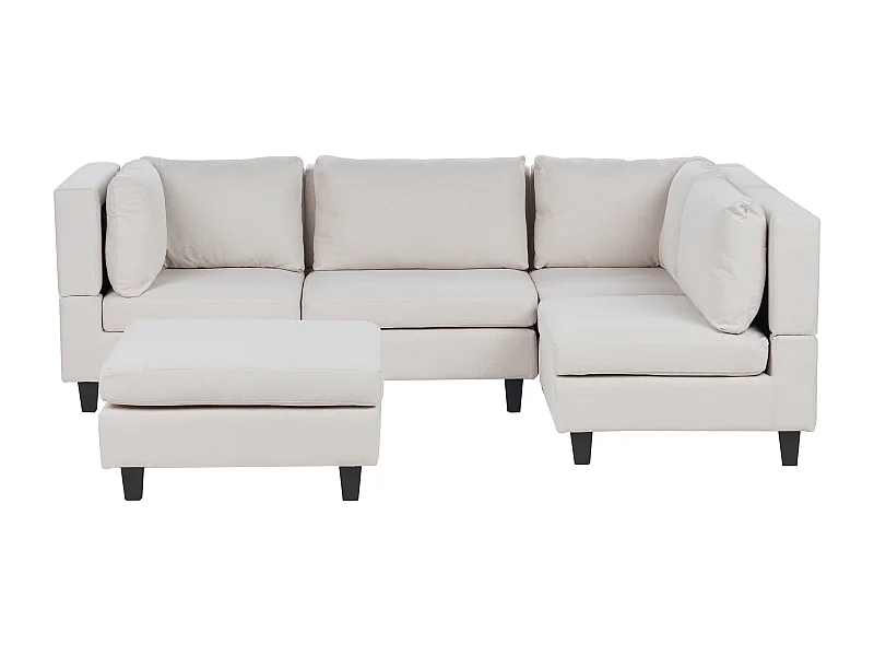 Modulaire hoekbank UNSTAD Stof Lichtbeige Met ottomaan 4-zitter Linkerzijde