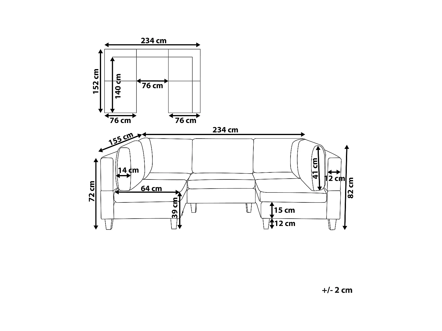 Modulaire U-vormige bank UNSTAD Stof Bruin 5-zitter