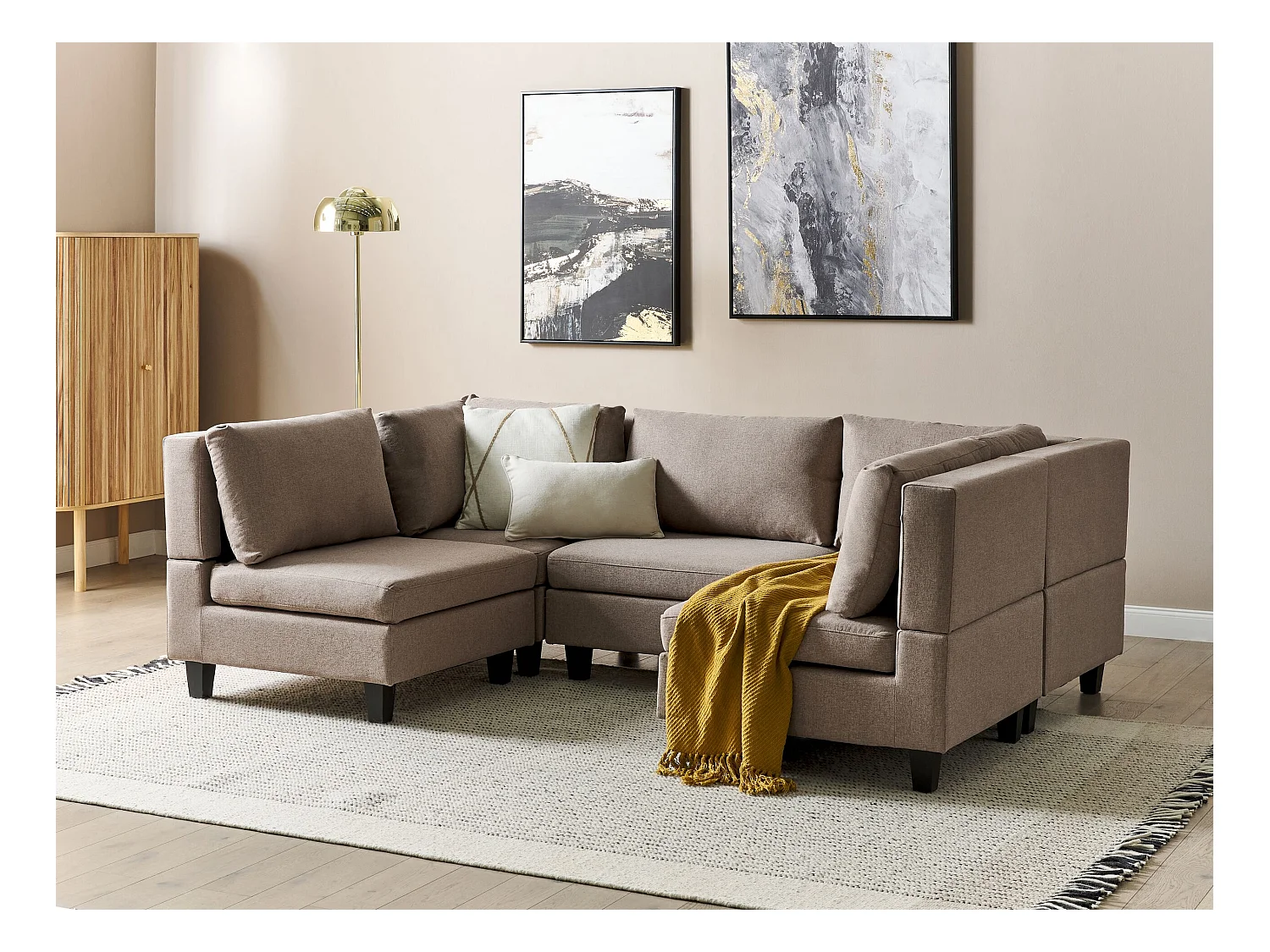 Modulaire U-vormige bank UNSTAD Stof Bruin 5-zitter