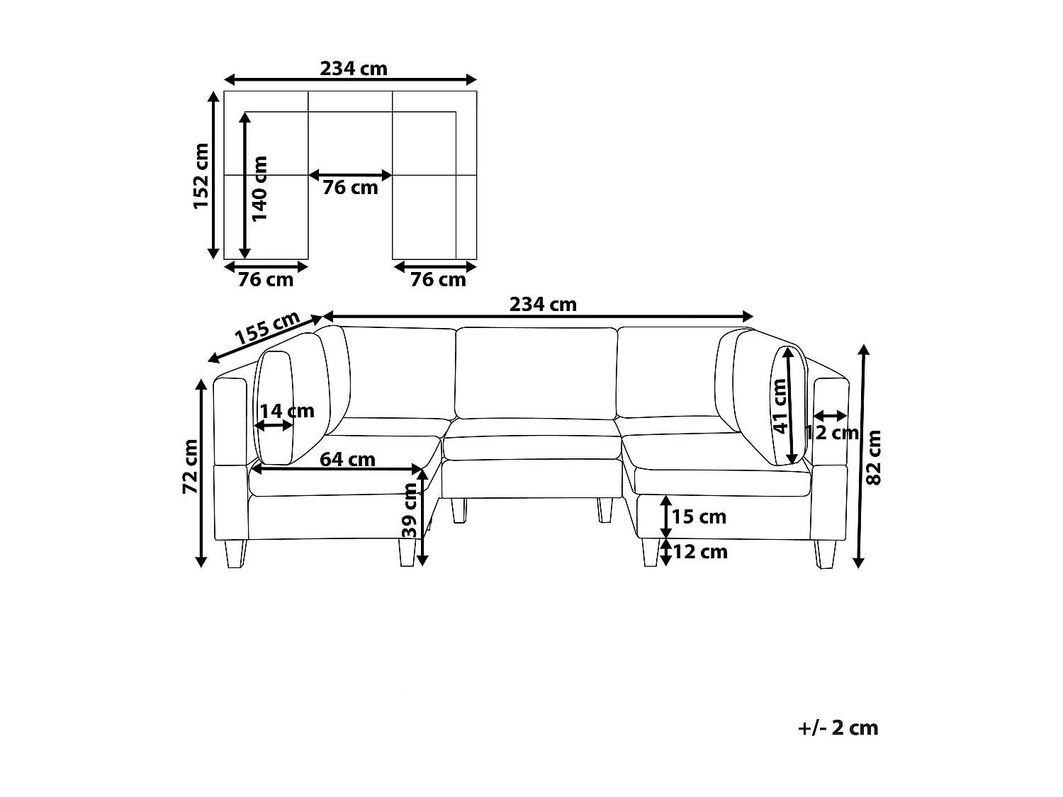 U-förmiges Modulsofa UNSTAD Stoff Braun 5-Sitzer