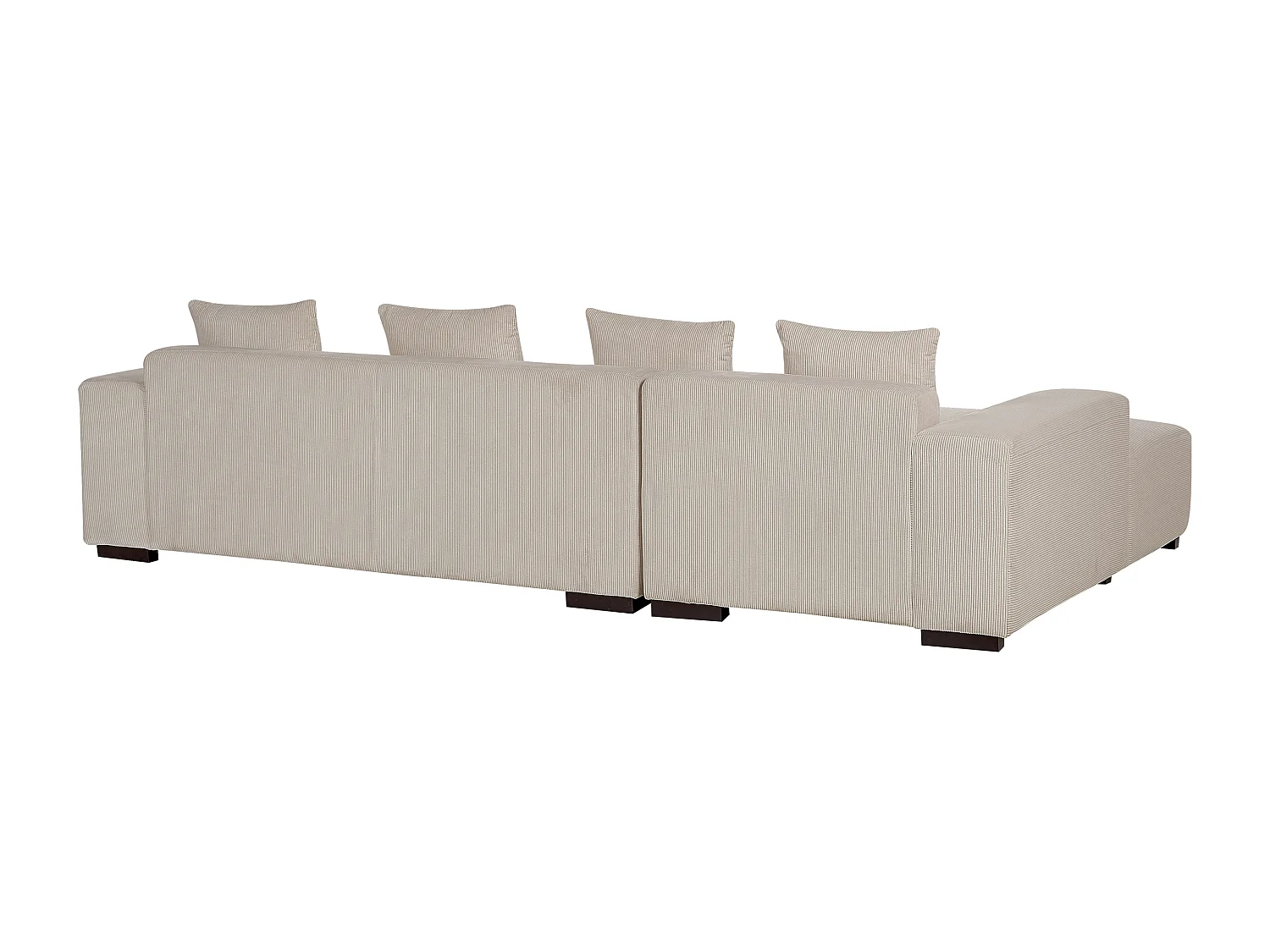 Canapé Angle à gauche 4 Places en Velours Côtelé Beige 4 Coussins Supplémentaires et Ottoman Lungo