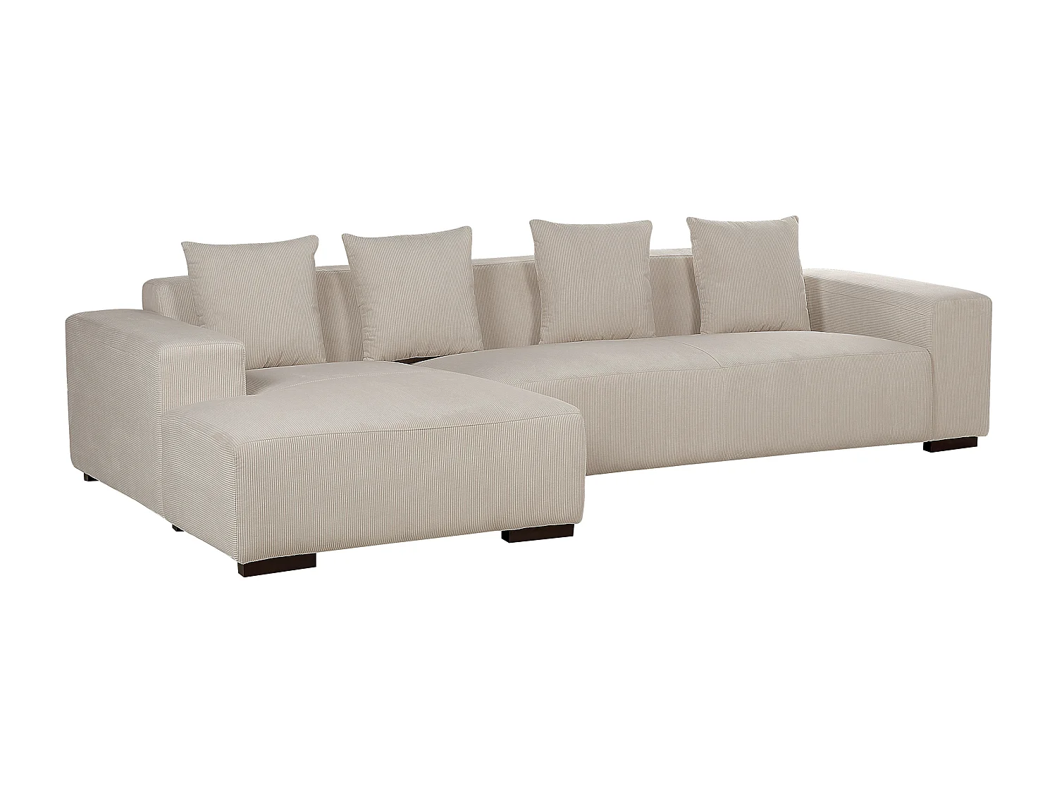 Hoekbank LUNGO Corduroy Beige Met ottomaan 4-zitter Rechterzijde