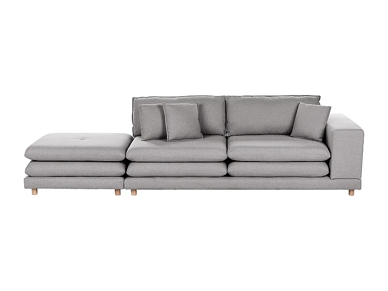 Sofa HEDEN Stoff Grau mit Ottomane 2-Sitzer