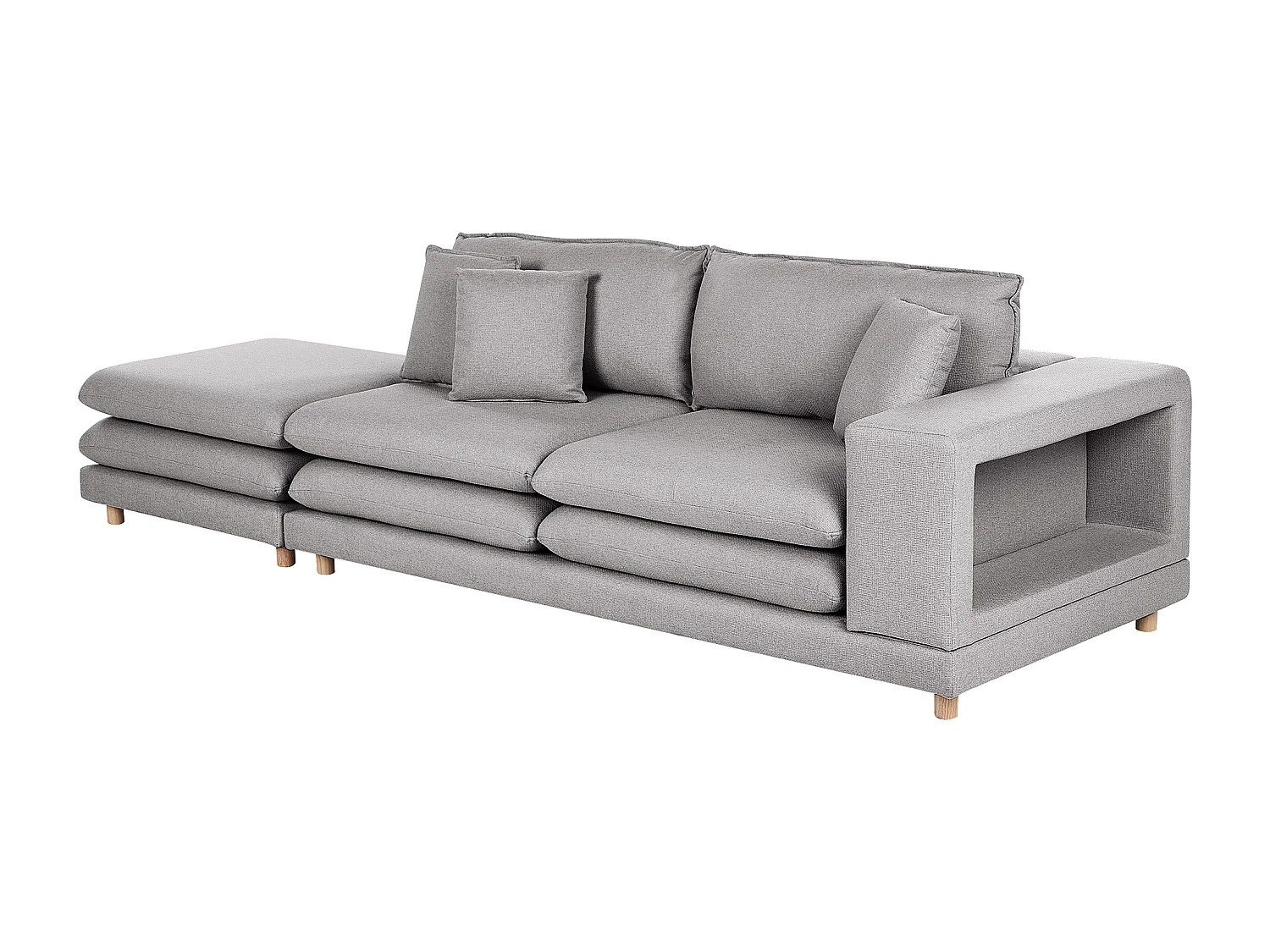 Sofa HEDEN Stoff Grau mit Ottomane 2-Sitzer