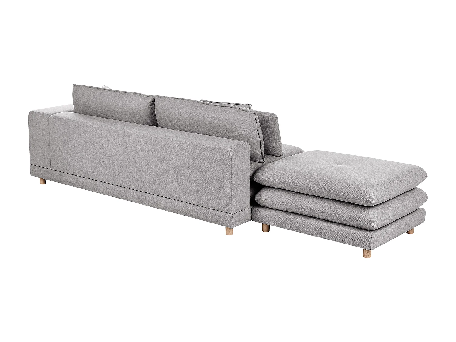 Sofa HEDEN Stoff Grau mit Ottomane 2-Sitzer