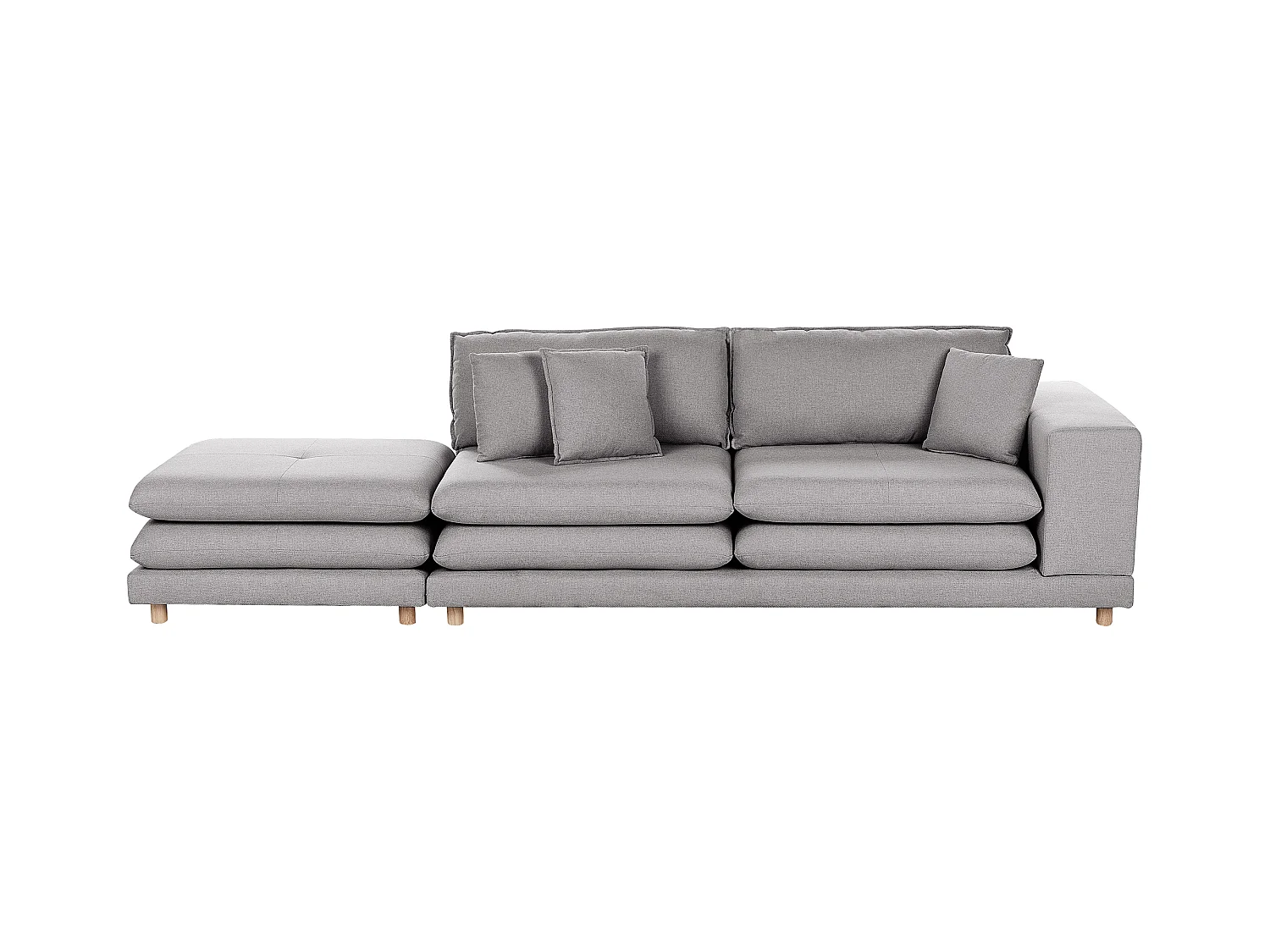 Canapé 2 places HEDEN Tissu Gris avec ottoman