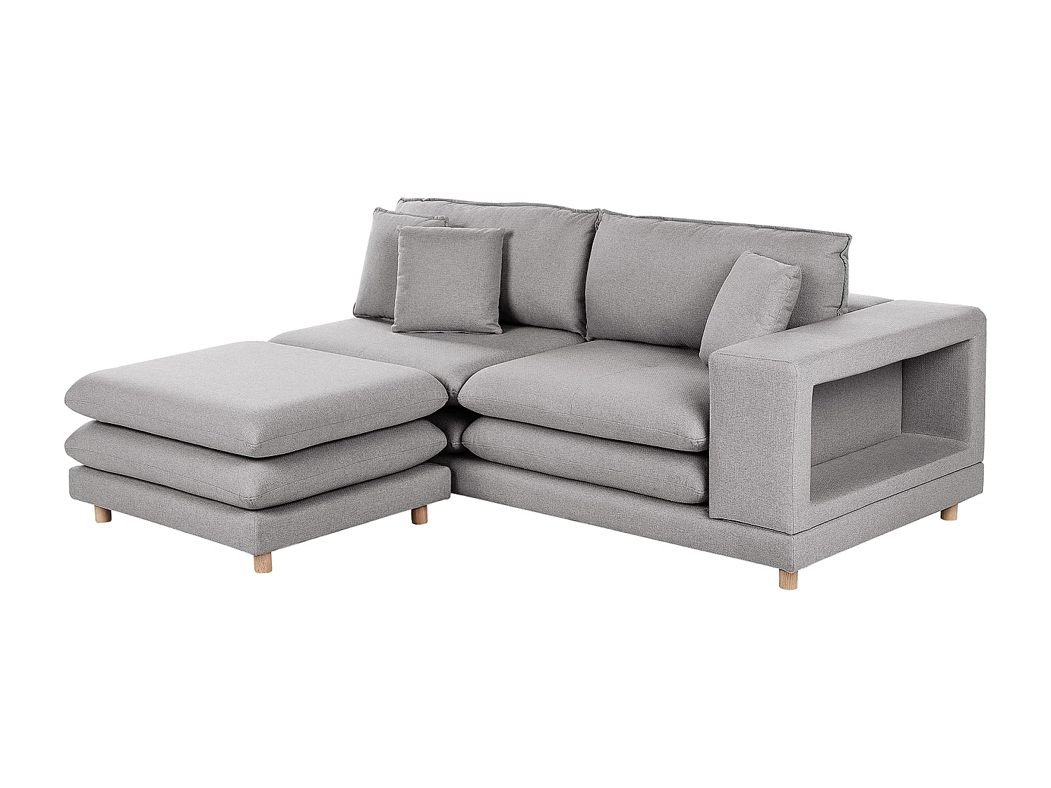 Sofa HEDEN Stoff Grau mit Ottomane 2-Sitzer