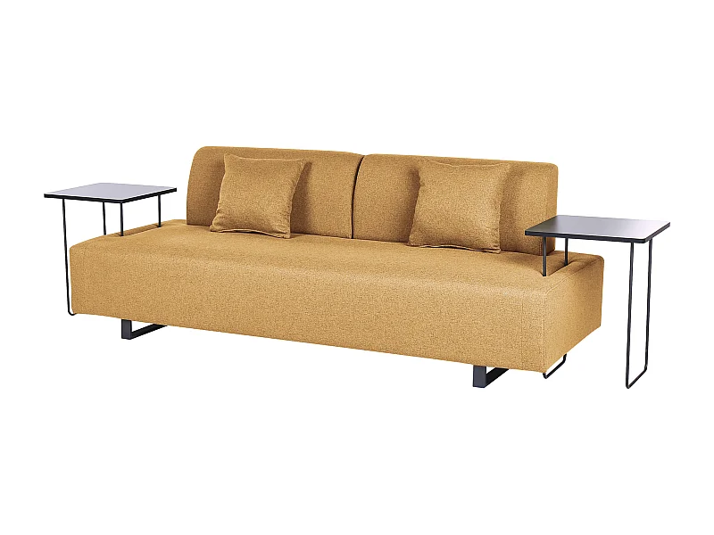 Sofa SOKNA Musztardowy ze stolikami dla 3 osób