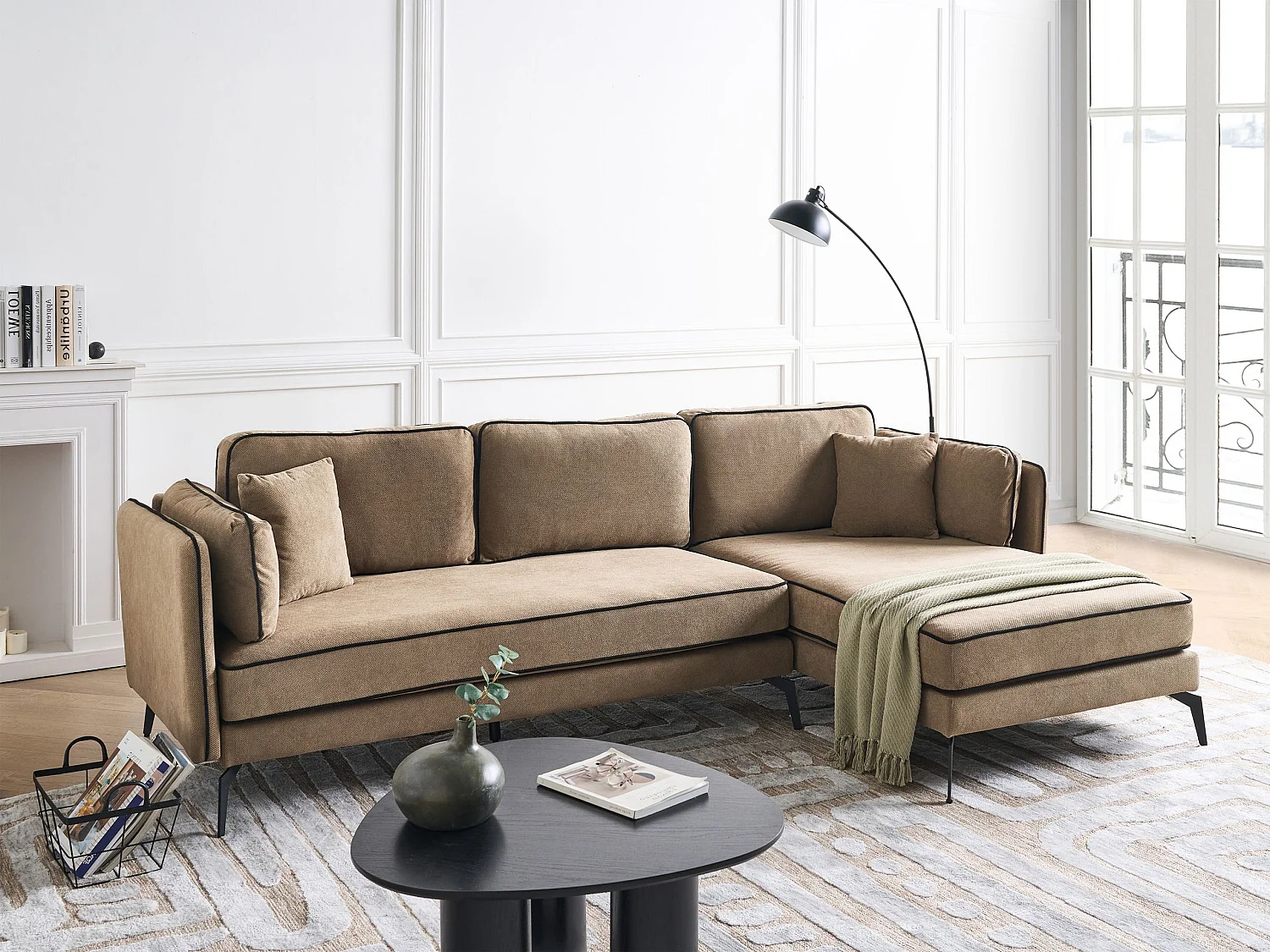 Narożnik ALTAN Jasnobrązowy dla 3 osób Lewostronny