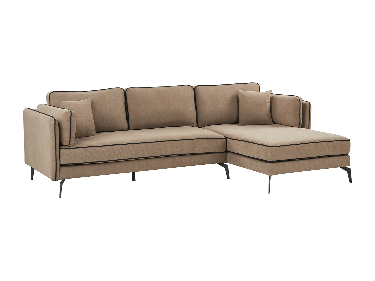 Canapé d\'angle 3 places ALTAN Tissu Marron clair Côté droite