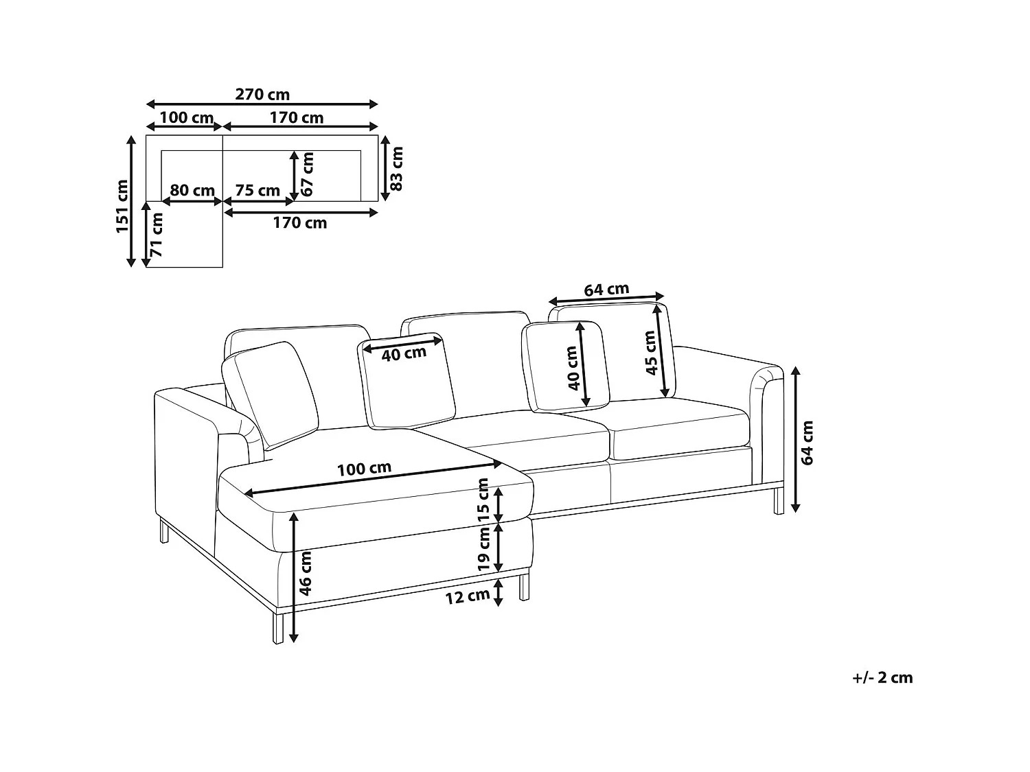 Divano angolare OSLO Bouclé Bianco 4 posti Lato destro