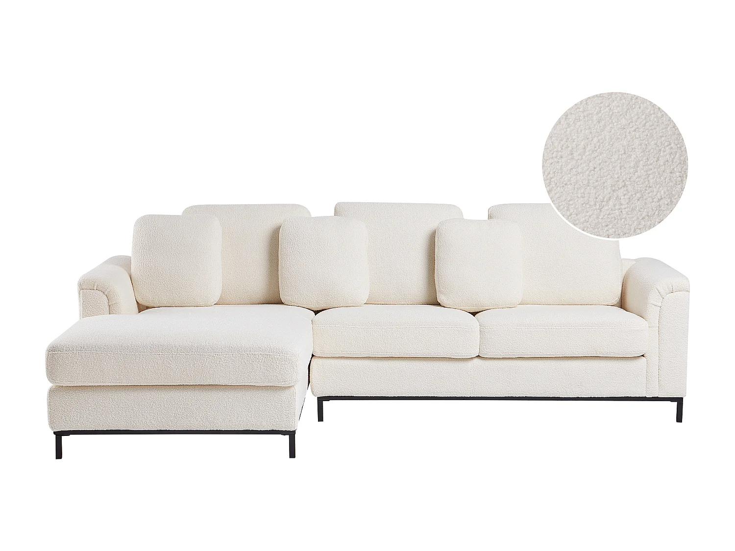 Hoekbank OSLO Bouclé Wit 4-zitter Rechterzijde