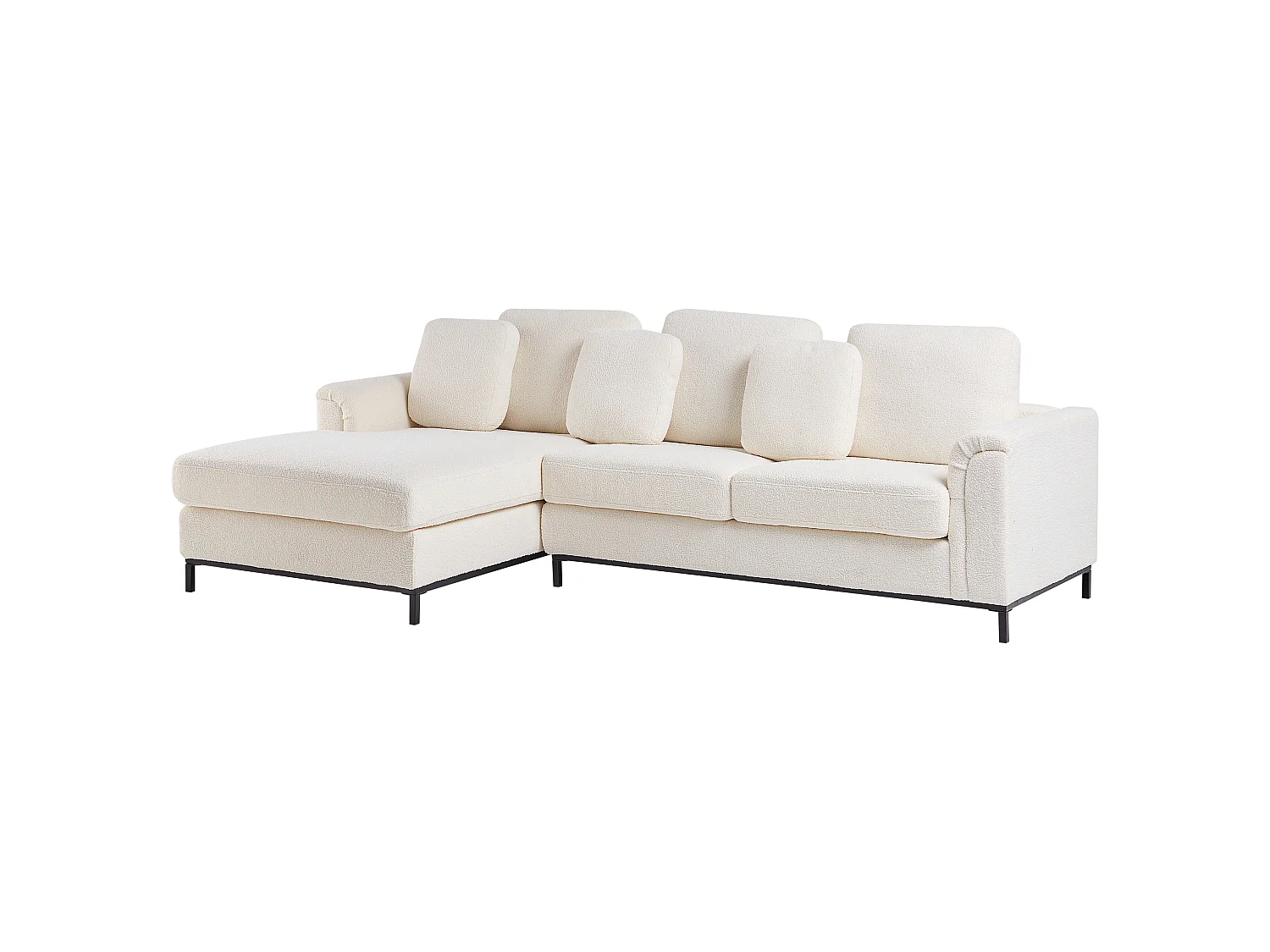 Canapé d'angle droit 4 places en tissu blanc