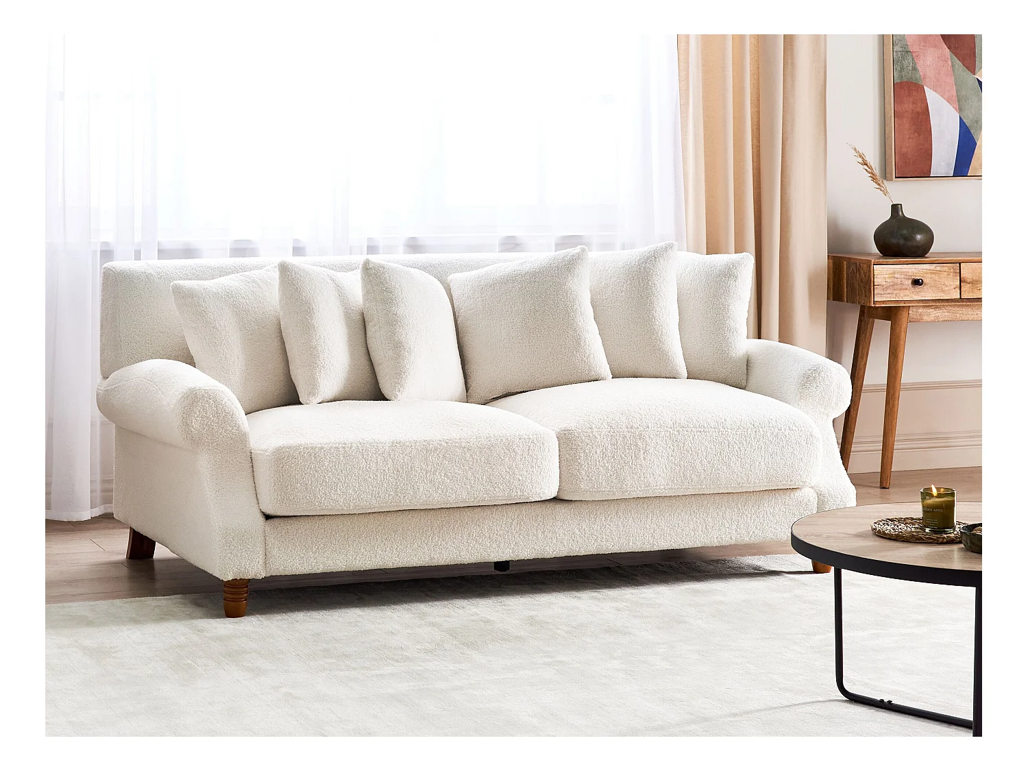 Canapé 2 places EIKE Bouclé Blanc cassé