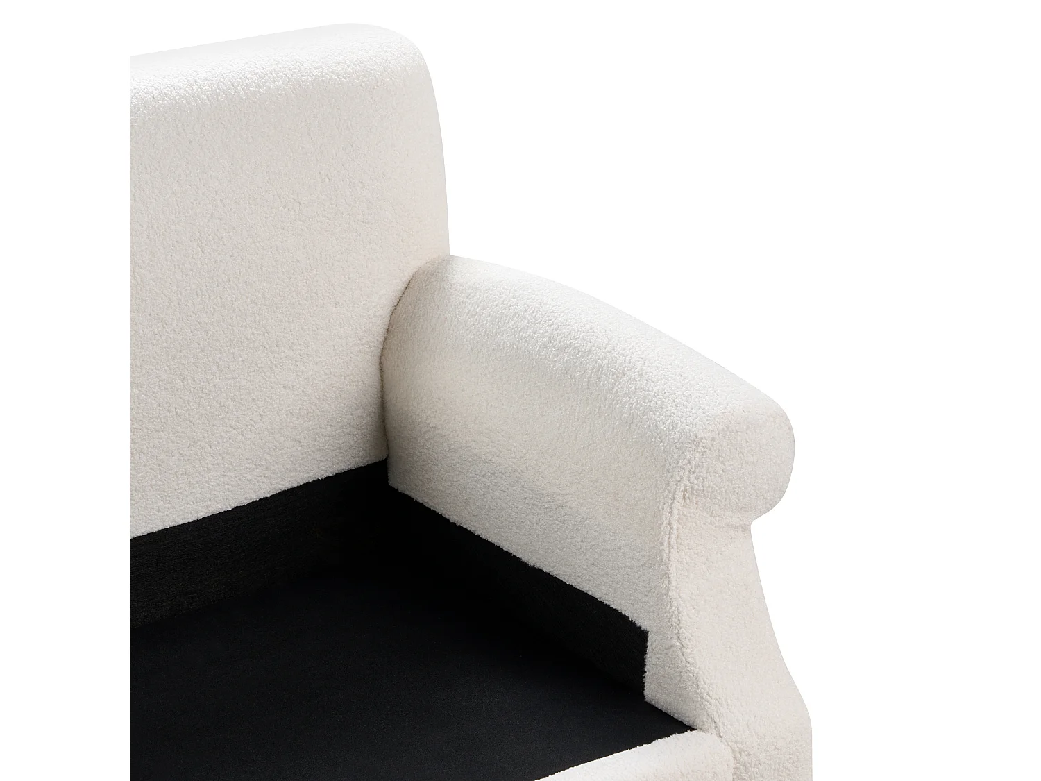 2-Sitzer Sofa Bouclé Stoffbezug weiß mit mehreren Kissen Polstersofa Retro Eike