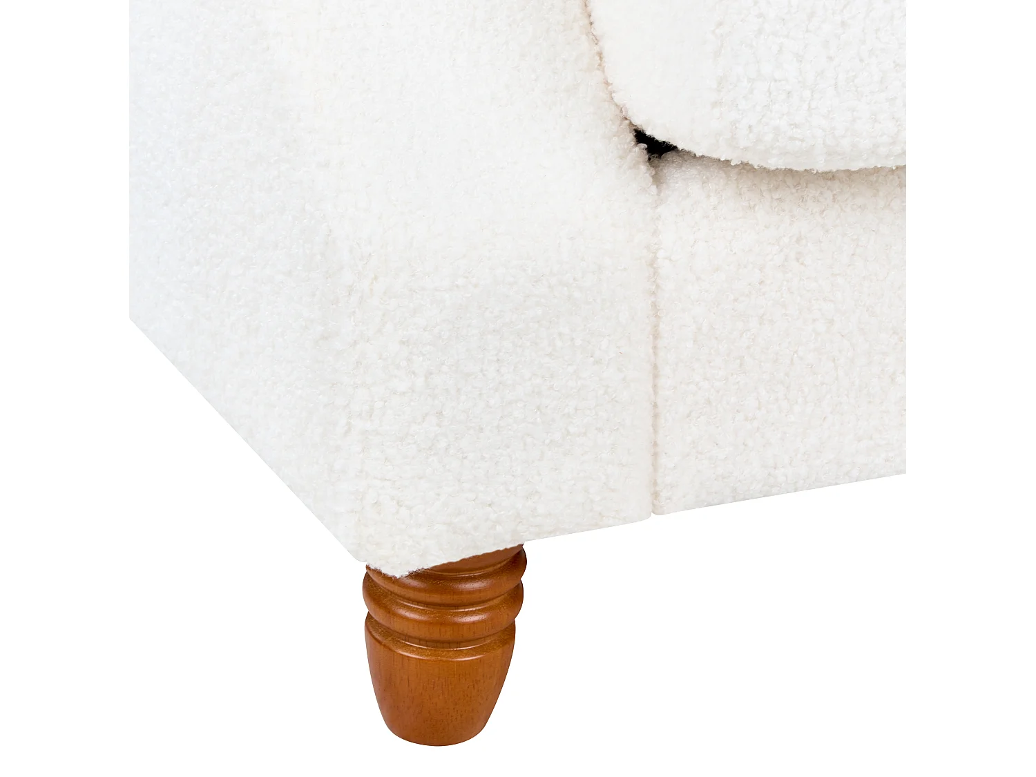 2-Sitzer Sofa Bouclé Stoffbezug weiß mit mehreren Kissen Polstersofa Retro Eike