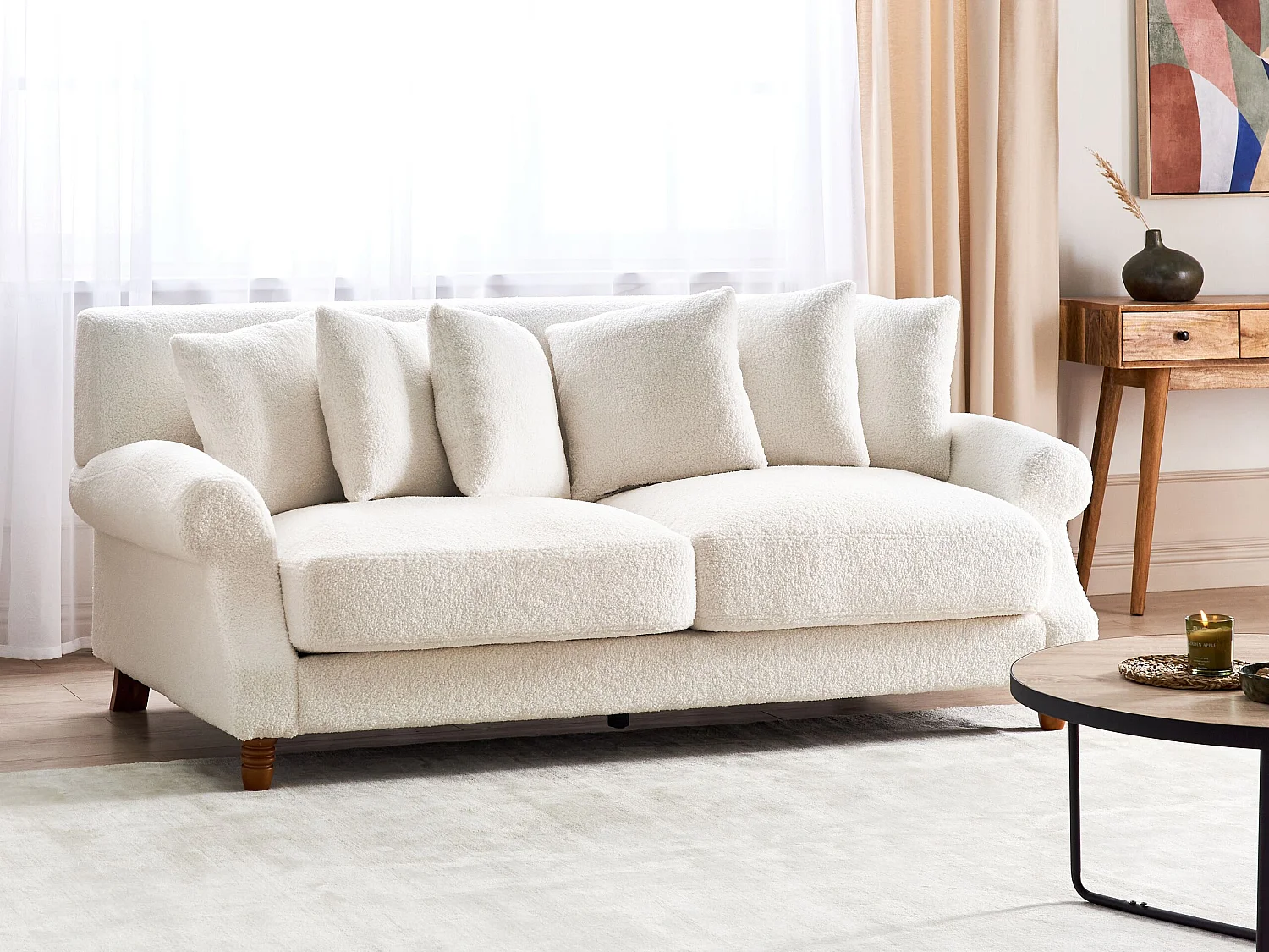 Sofa EIKE Bouclé Cremeweiss 2-Sitzer
