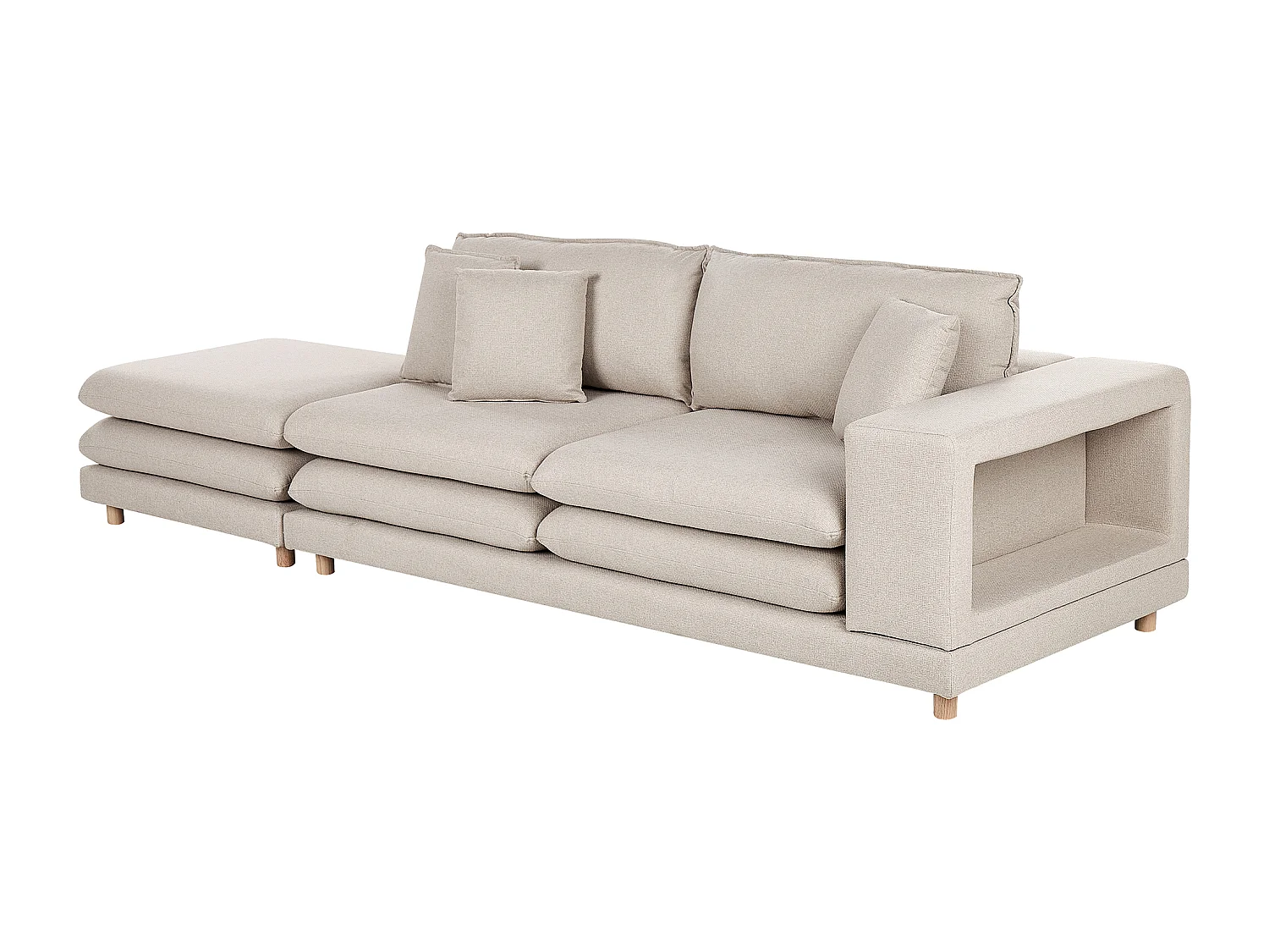Sofa HEDEN Stoff Beige mit Ottomane 2-Sitzer