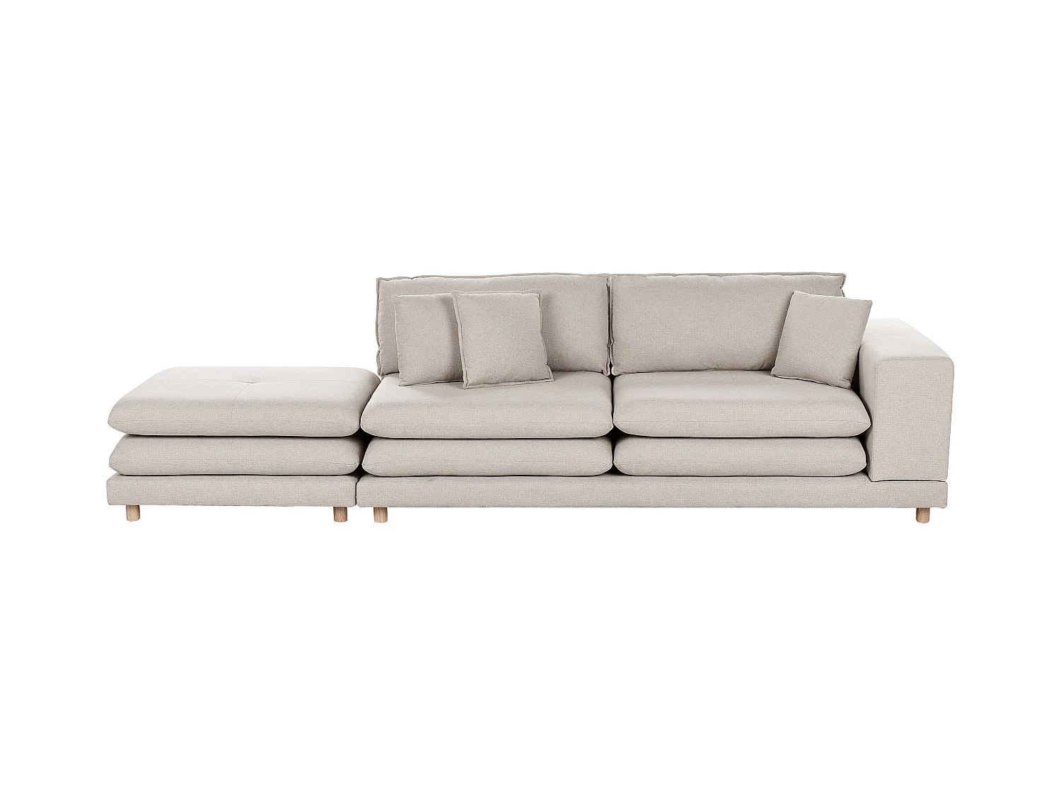 Canapé 2 places HEDEN Tissu Beige avec ottoman