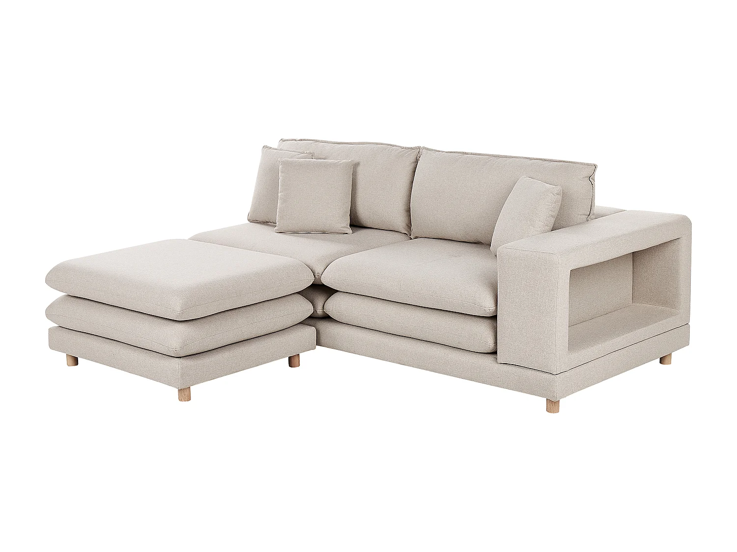 Sofa HEDEN Beżowy z otomaną dla 2 osób