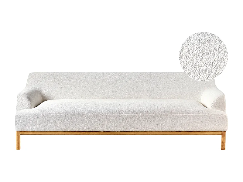 Sofa SOSJO Bouclé Cremeweiss 3-Sitzer