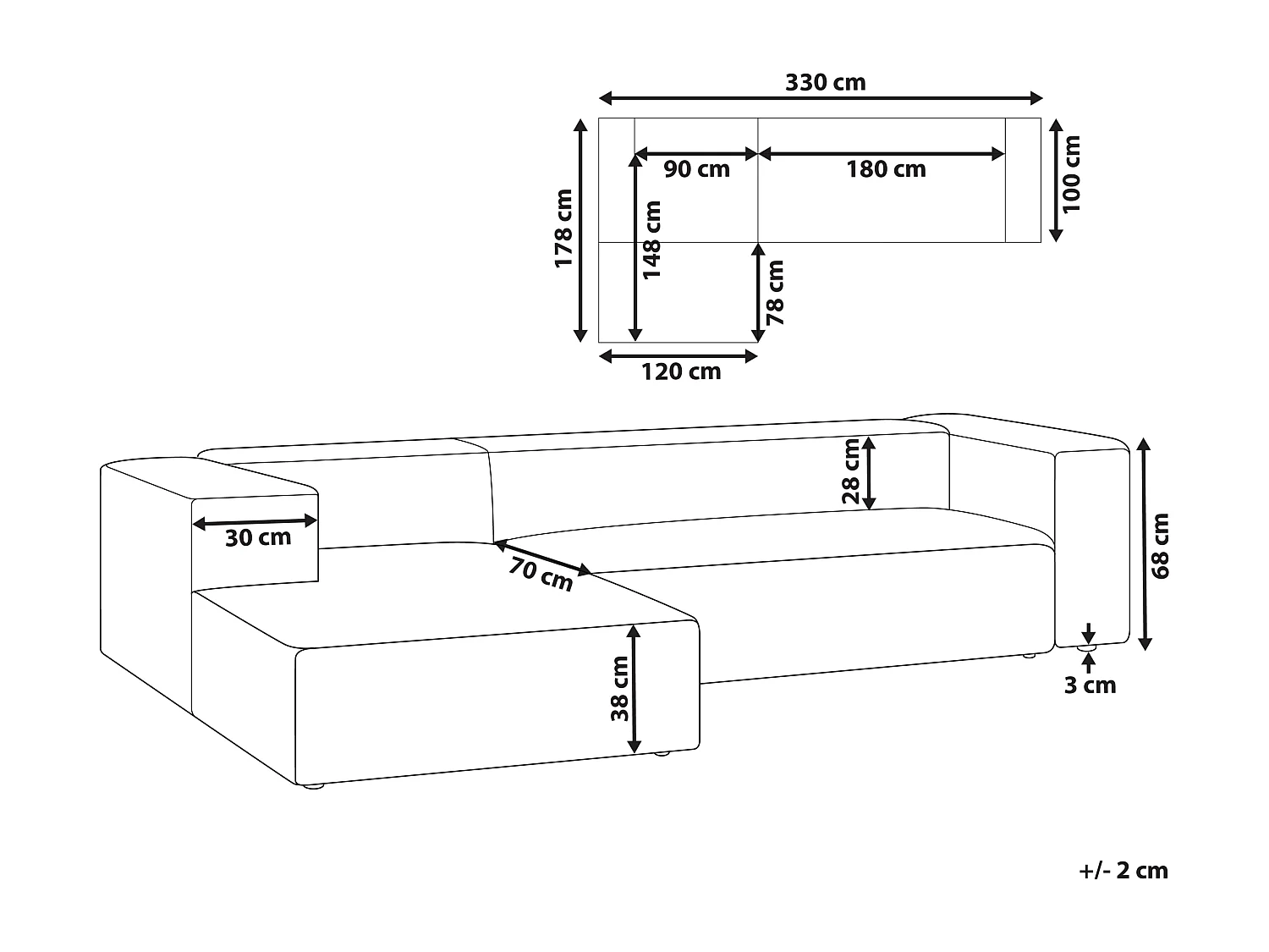 Canapé d'Angle Côté Droit 3 Places en Velours Beige Minimaliste Rembourré Vernon