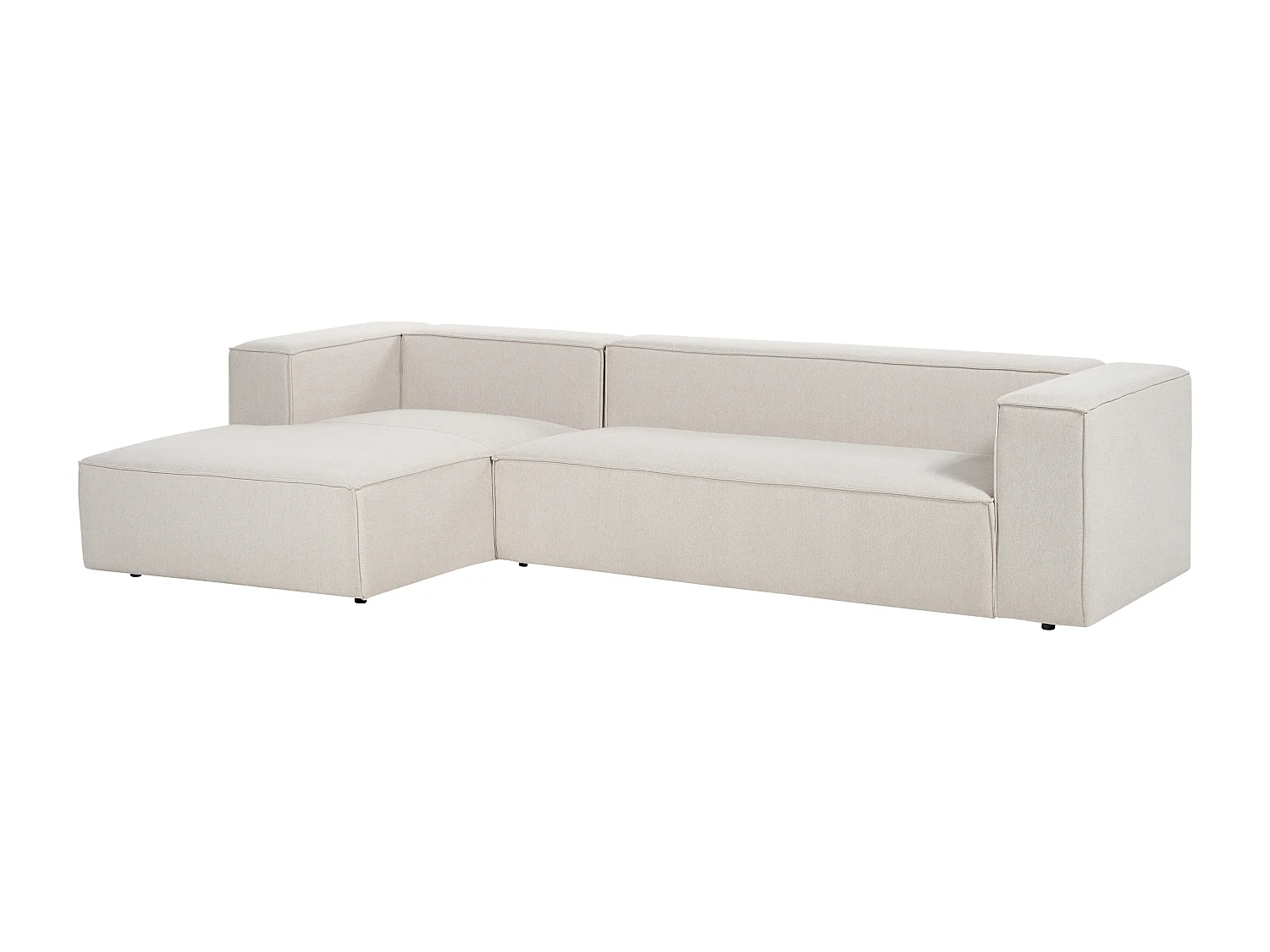 Canapé d'Angle Côté Droit 3 Places en Velours Beige Minimaliste Rembourré Vernon