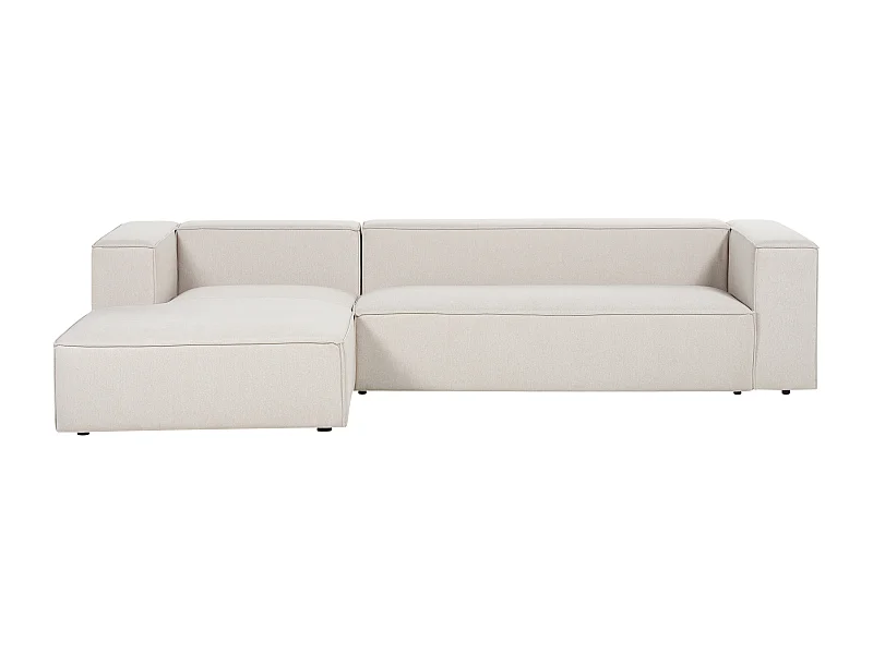 Canapé d'Angle Côté Droit 3 Places en Velours Beige Minimaliste Rembourré Vernon